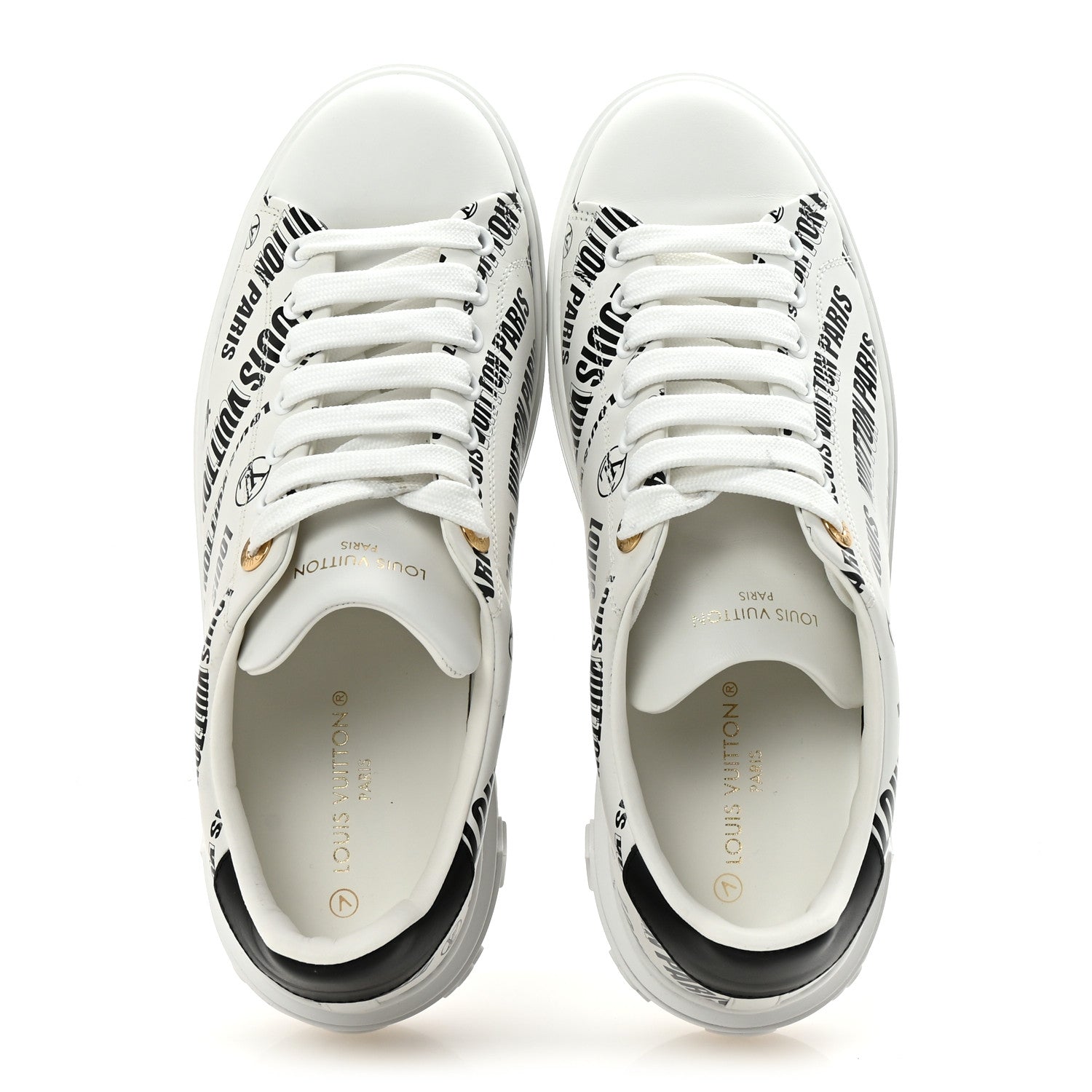 Calfskin Printed Time Out Trainer Sneakers 39 White