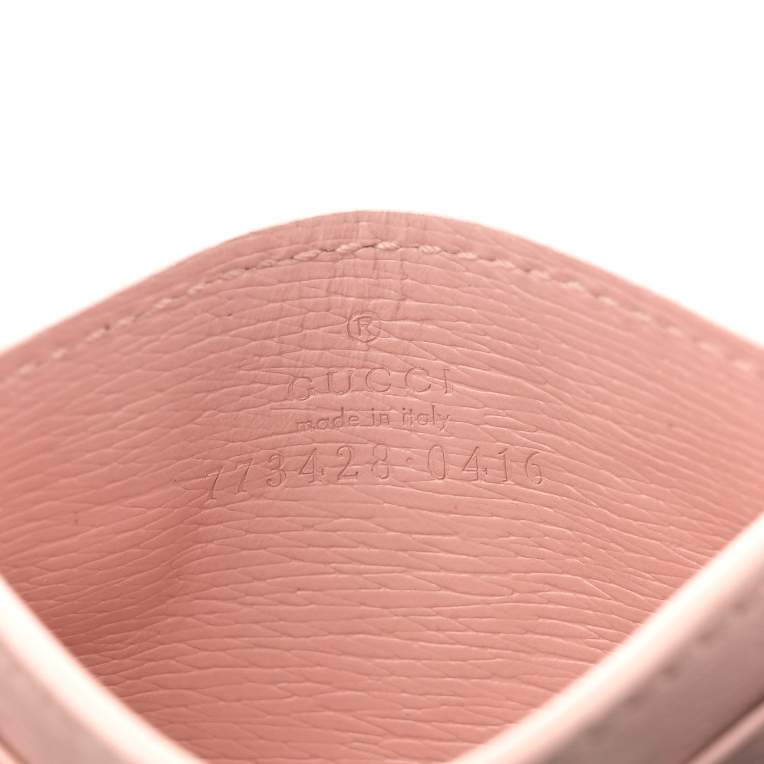Calfskin Script Card Holder Light Pink