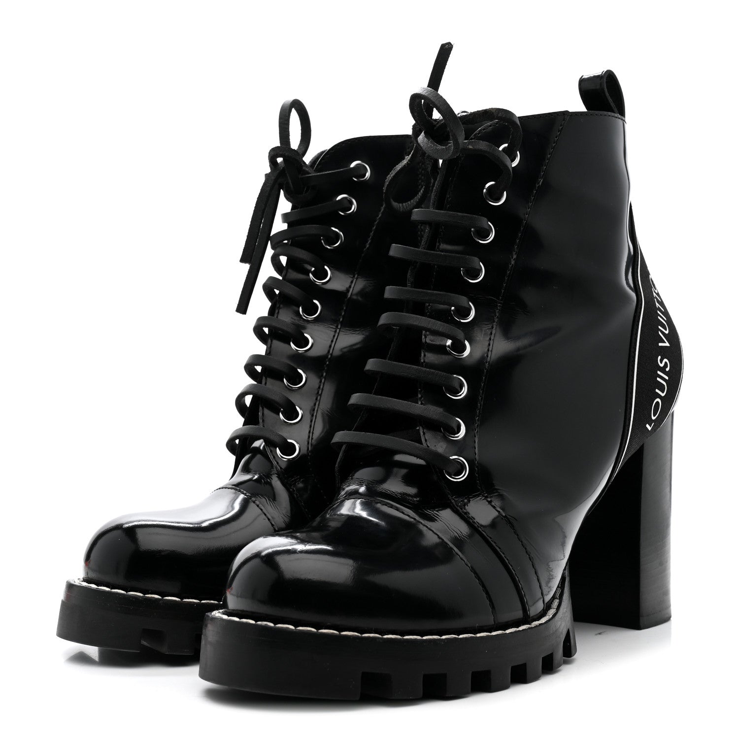 Glazed Calfskin Star Trail Ankle Boots 40 Black