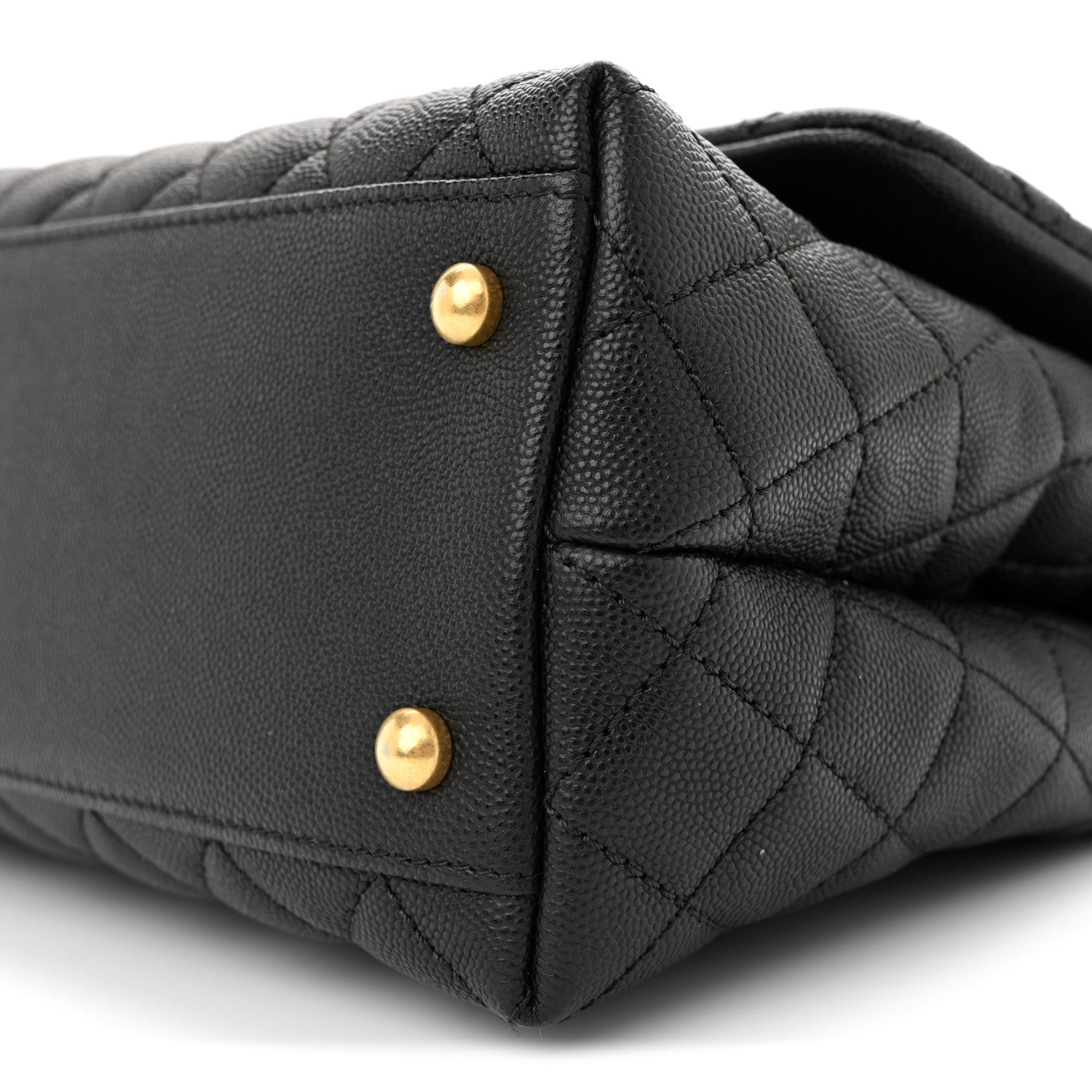 Caviar Quilted Small Coco Handle Flap Black