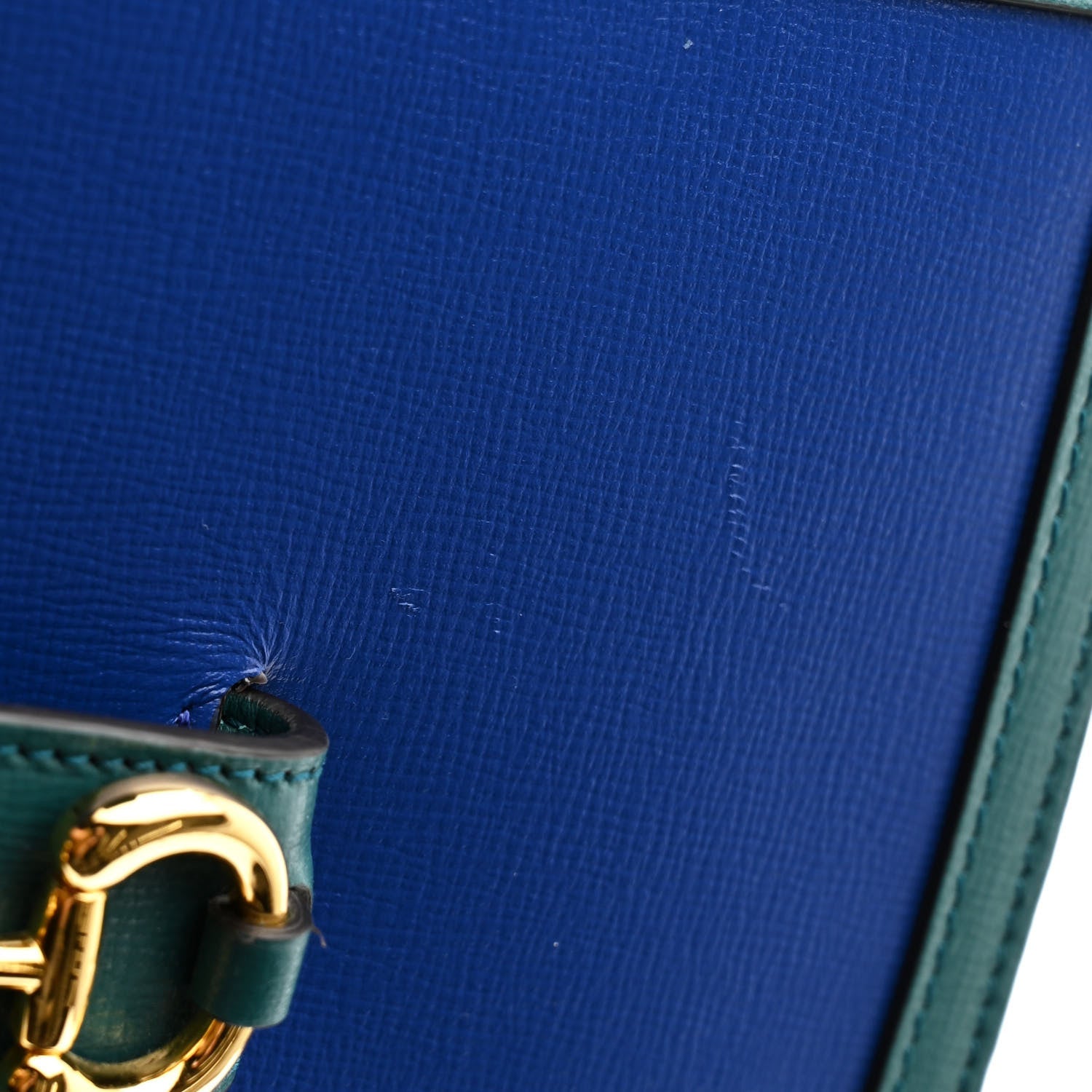 Azalea Calfskin Horsebit 1955 Shoulder Bag Imperial Blue Pavone