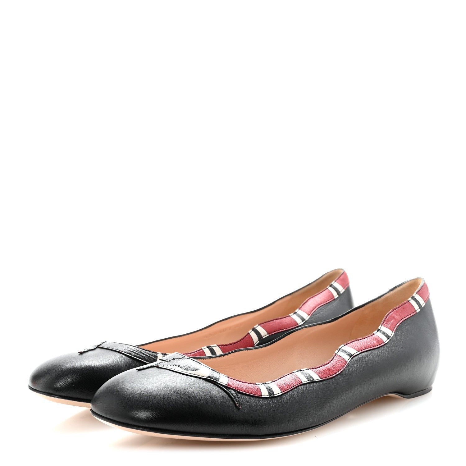 Malaga Kid Snake Ballet Flats 39 Black Hibiscus Red