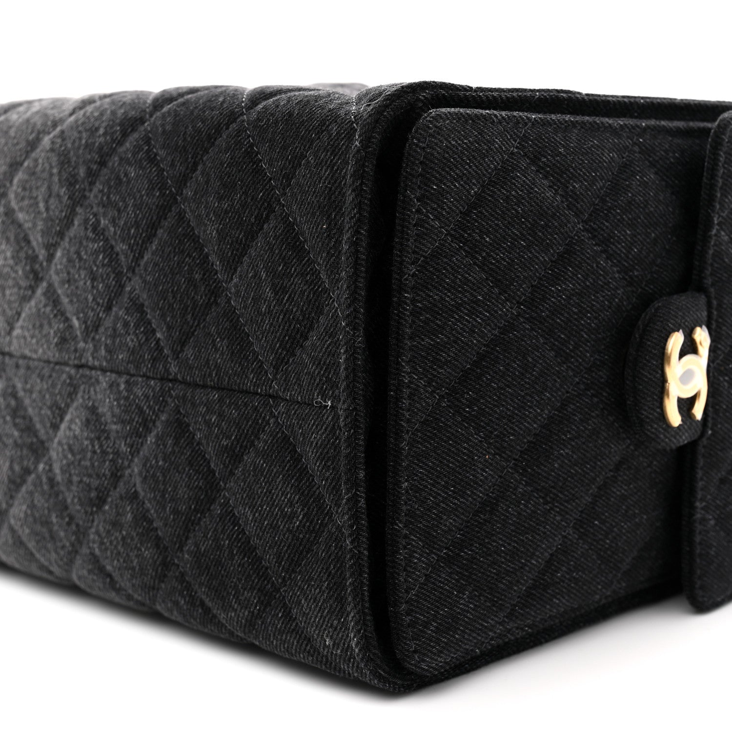Washed Denim Quilted Medium Chanel 25 Handbag Black