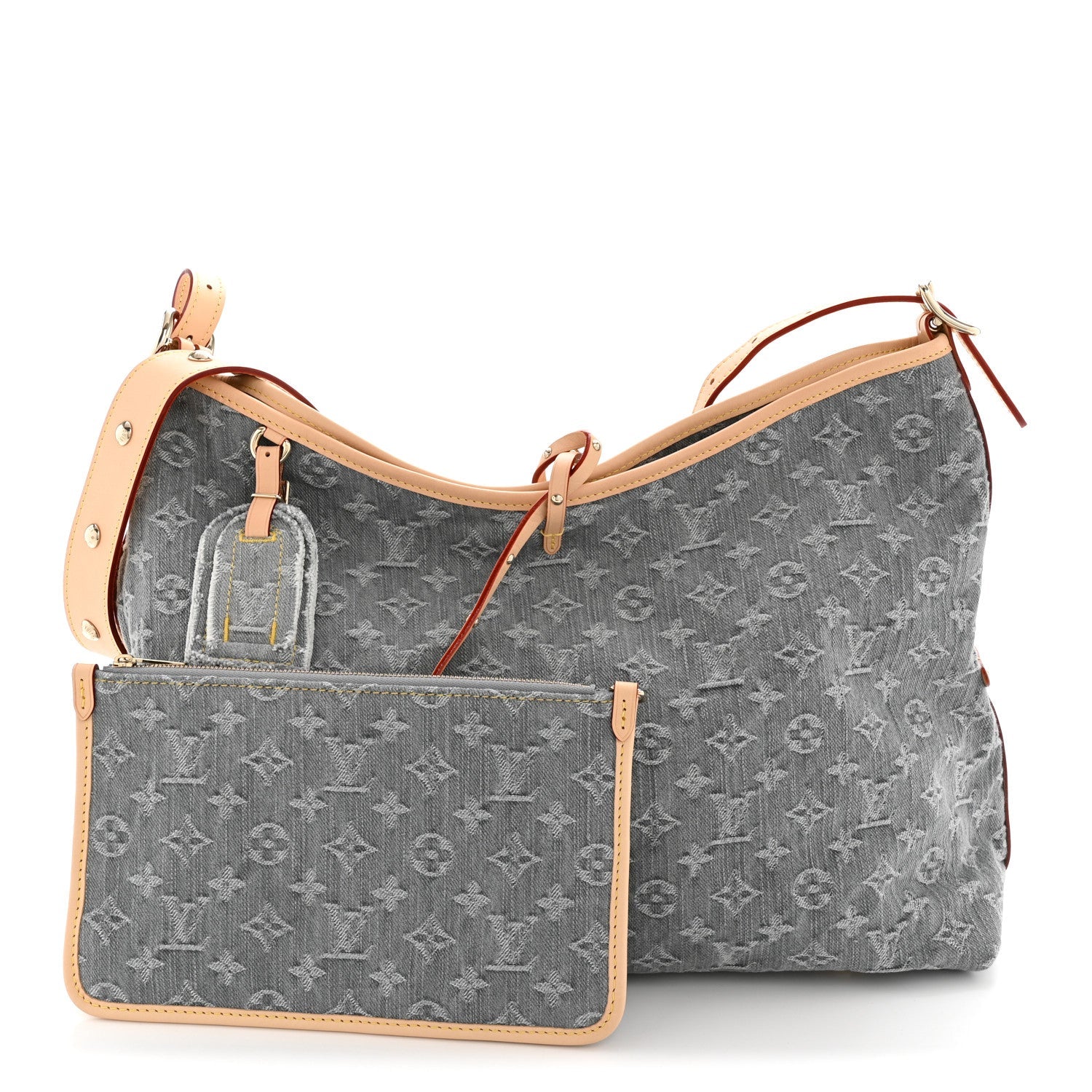 Monogram Denim CarryAll MM Washed Grey
