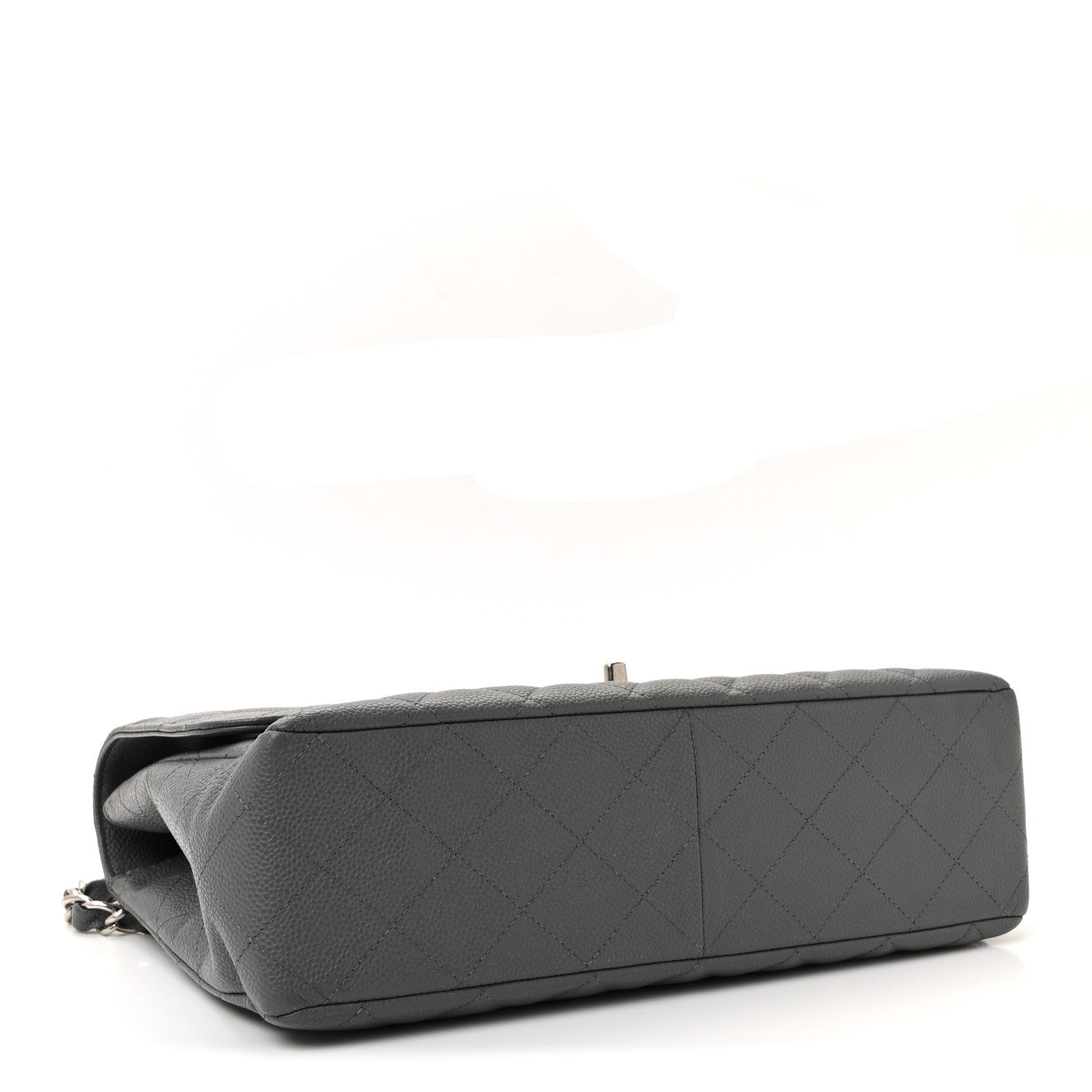 Caviar Quilted Jumbo Single Flap Grey