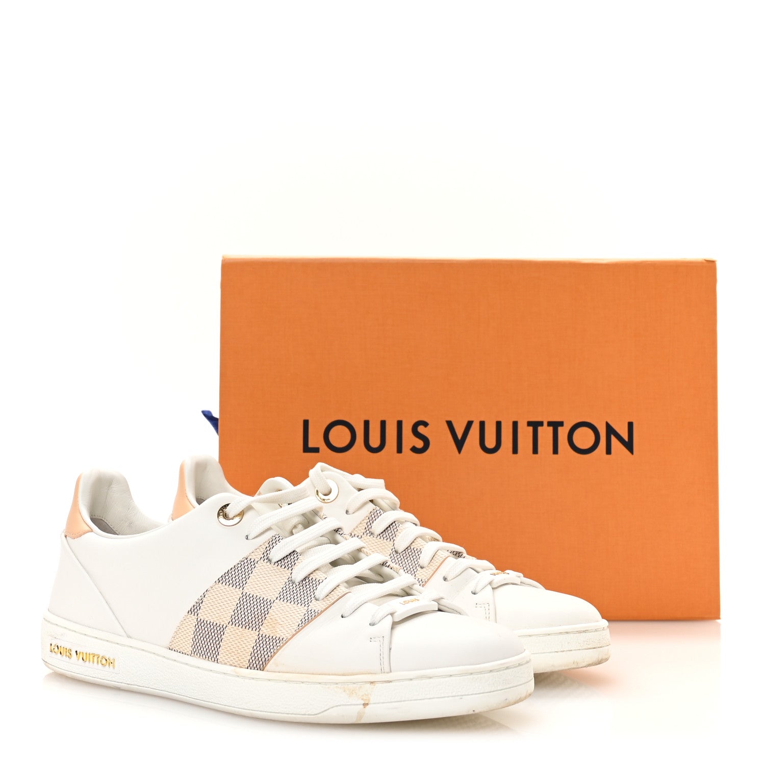 Damier Azur Front Row Sneaker 37.5 White