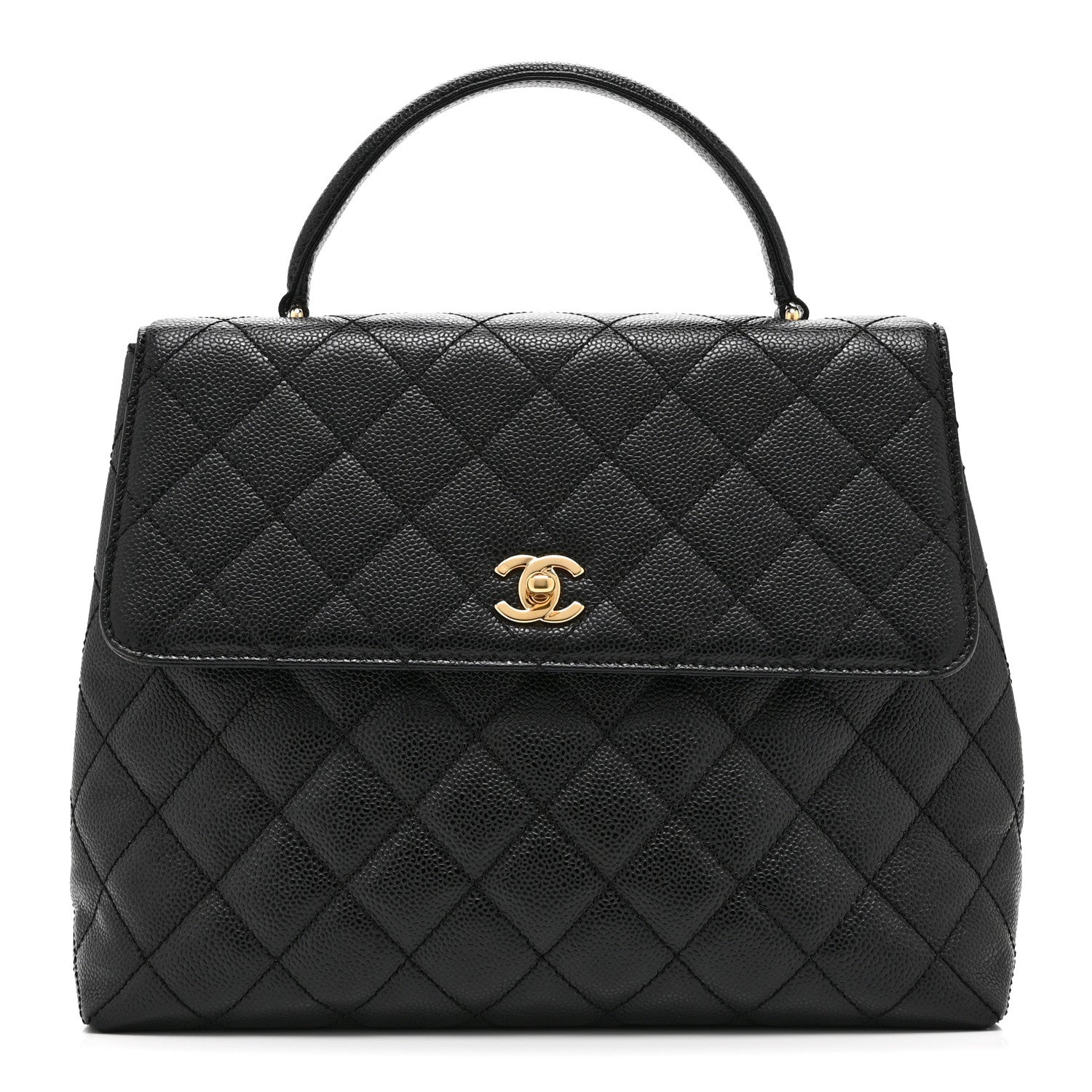 Caviar Quilted Jumbo Kelly Flap Black