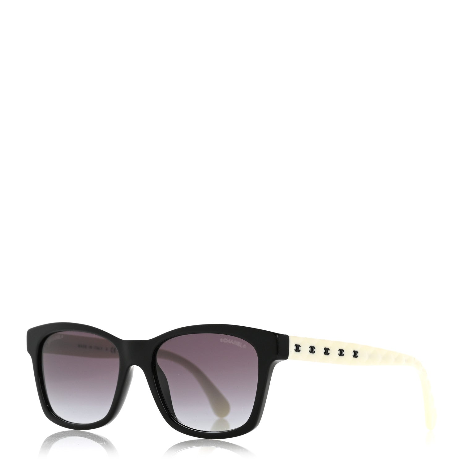 Acetate Quilted CC Square Sunglasses 5484 White Black