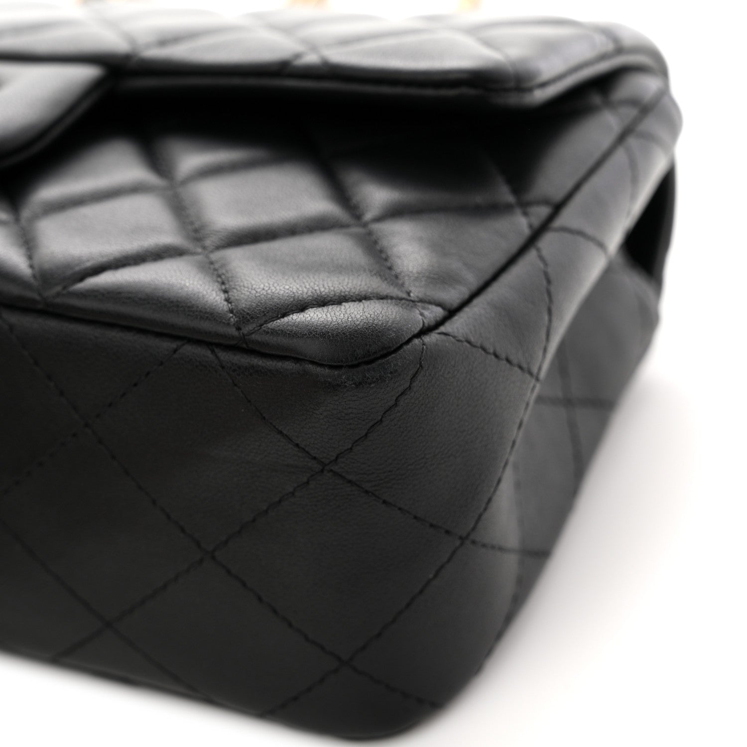 Lambskin Quilted Mini Rectangular Flap Black