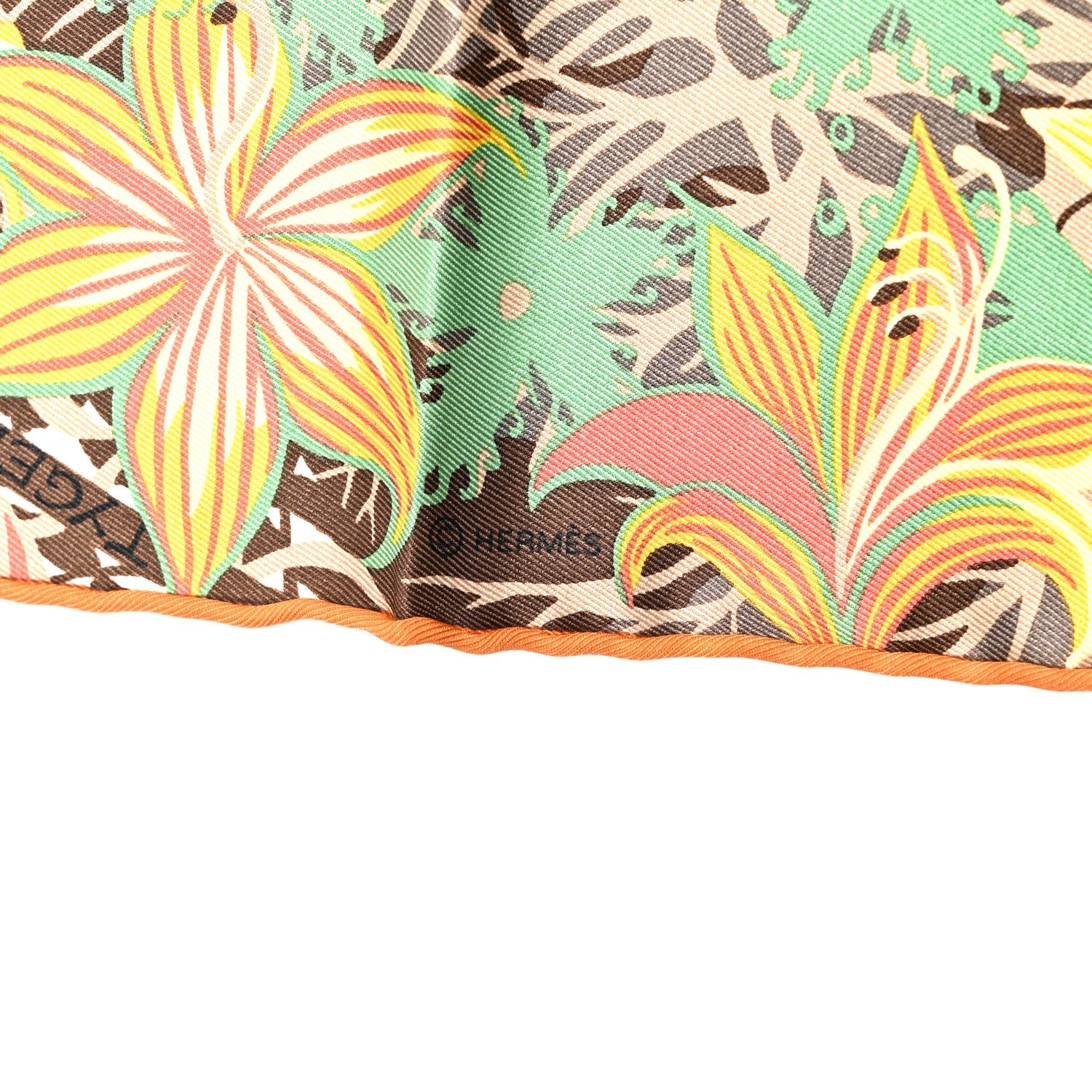 Silk Tyger Tyger Scarf 70 Beige Dore Orange Cuit Vert