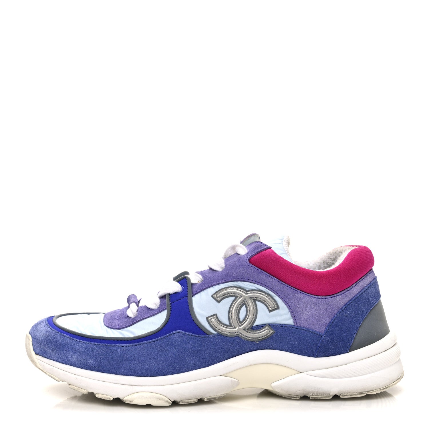 Nylon Calfskin Suede CC Womens Sneakers 39.5 Light Blue