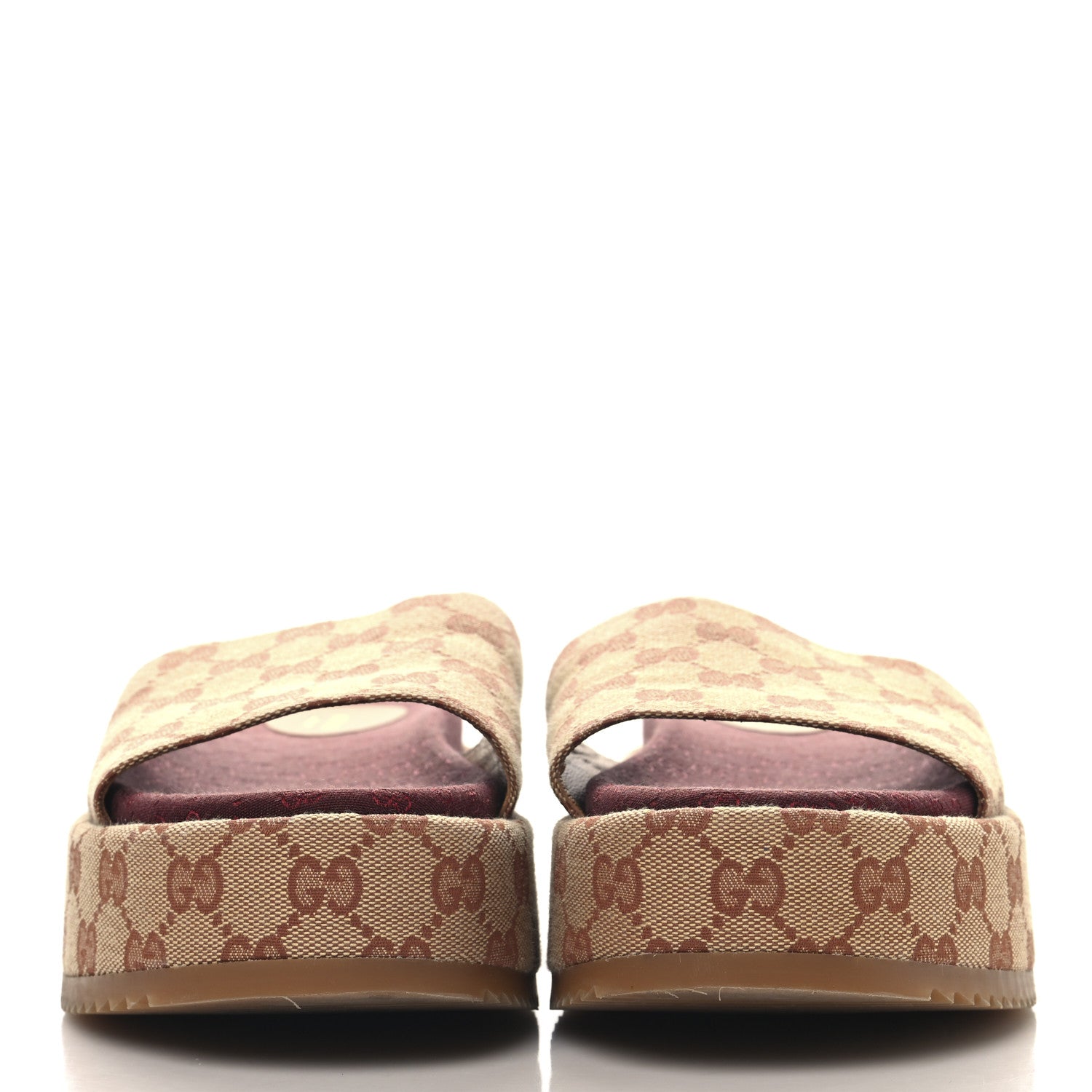 Canvas GG Monogram Angelina Platform Slide Sandals 40 Beige Ruggine