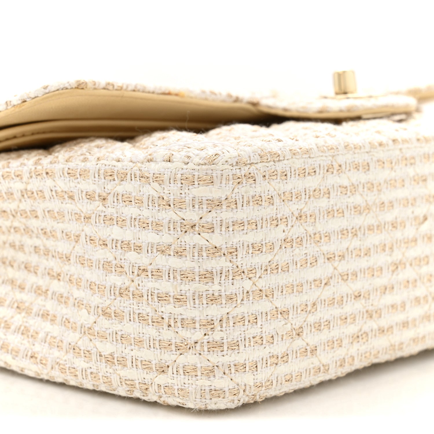 Tweed Medium Double Flap White