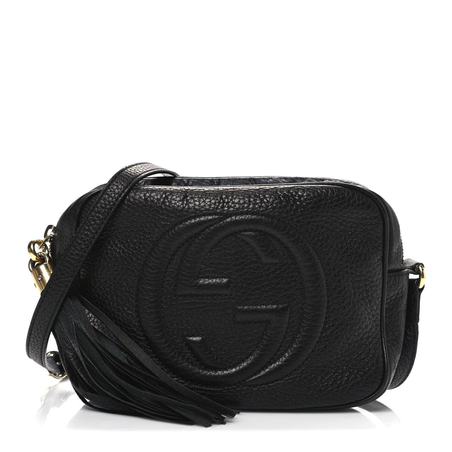 Pebbled Calfskin Small Soho Disco Bag Black