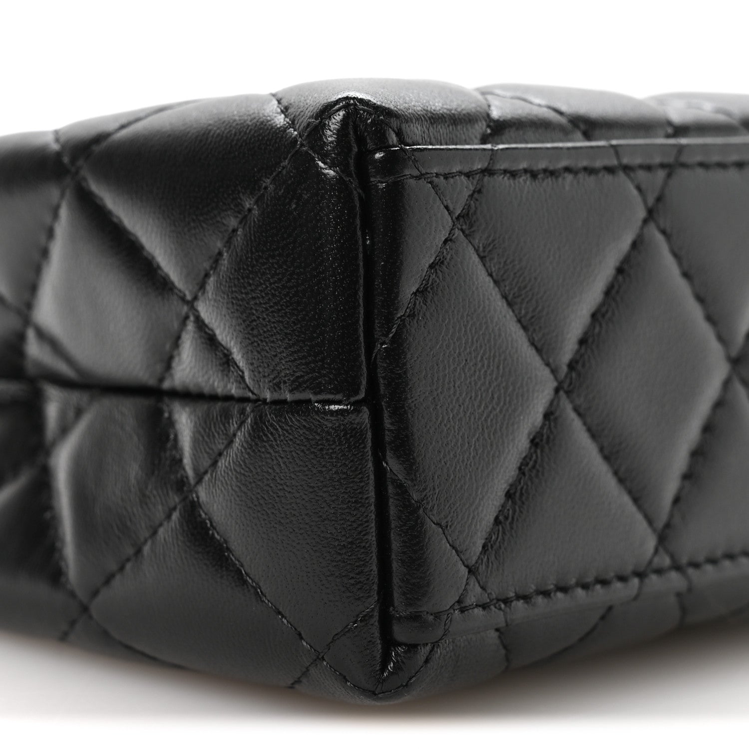 Shiny Aged Calfskin Quilted Nano Kelly Shopper Black