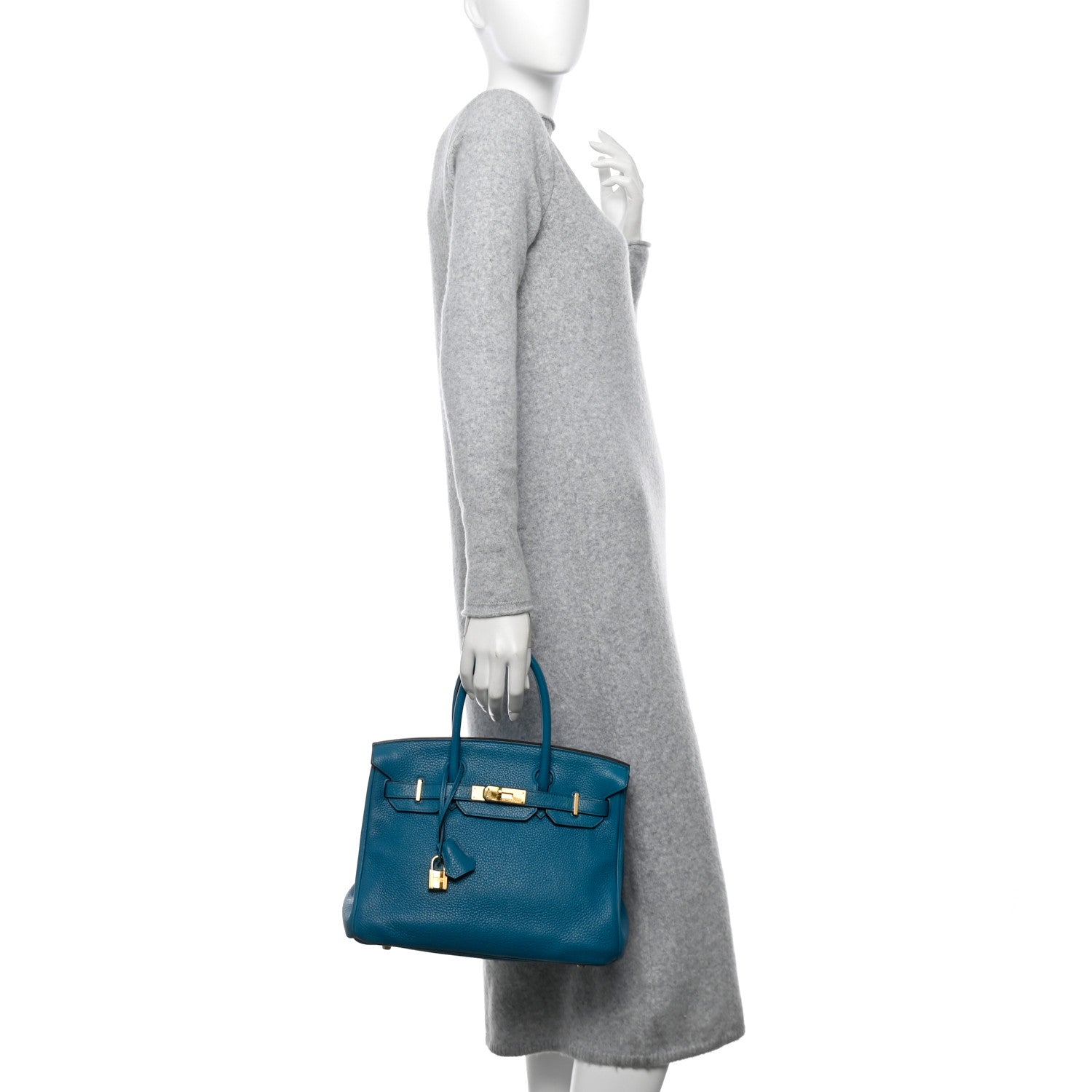 Taurillon Clemence Birkin 30 Bleu Izmir