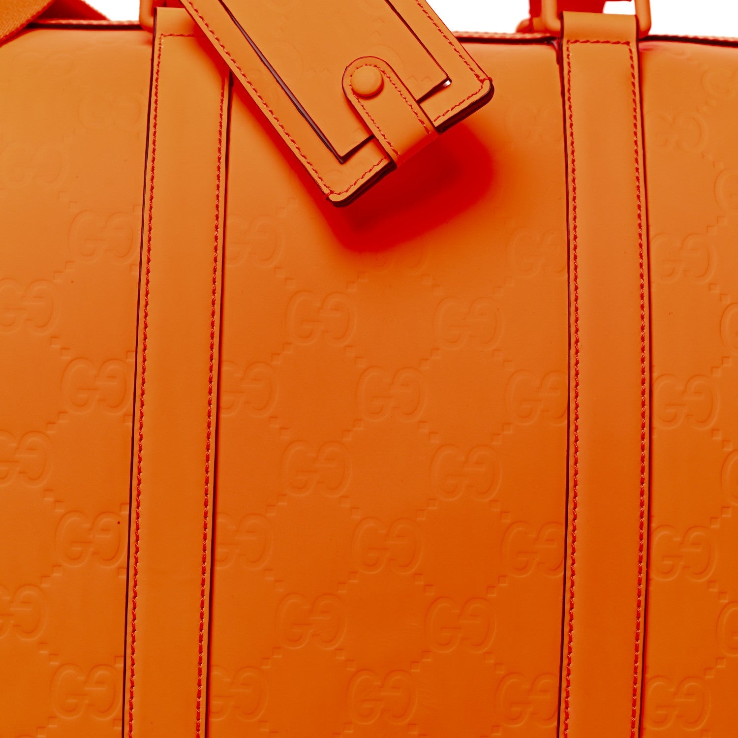 Rubber Effect GG Embossed Duffle Bag New Orange Fluo