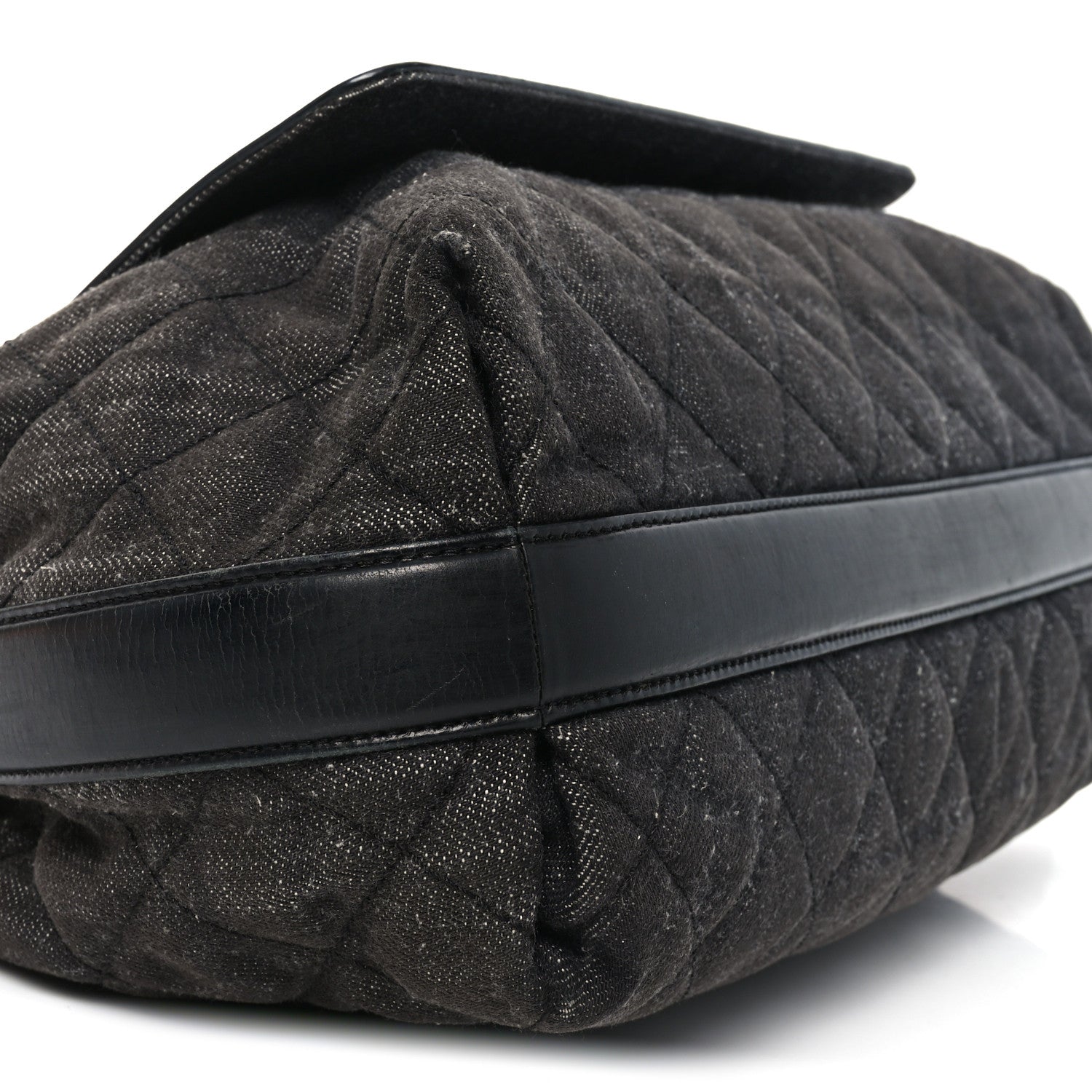 Denim Calfskin Quilted Tote Black