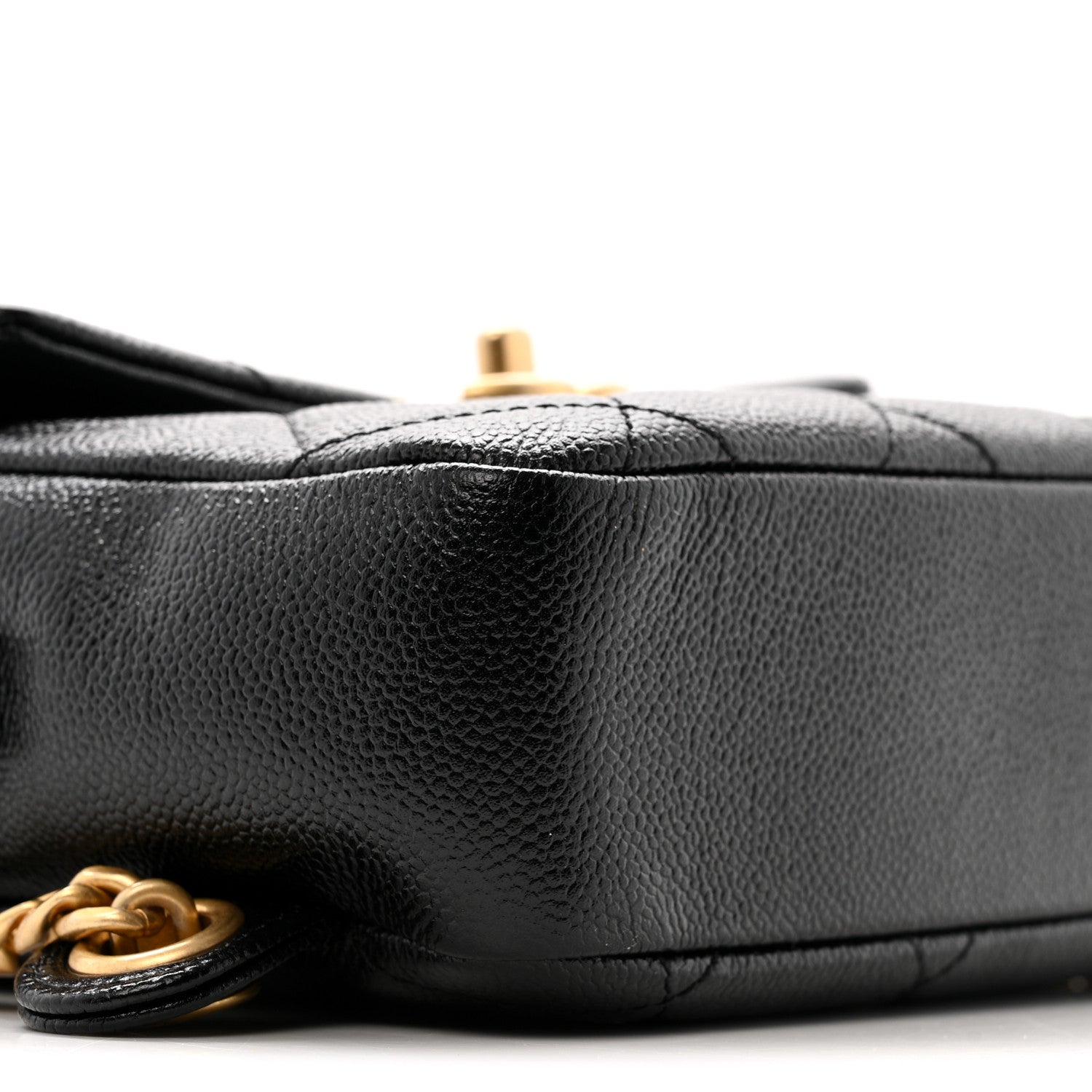Shiny Caviar Quilted Chain Melody Backpack Black