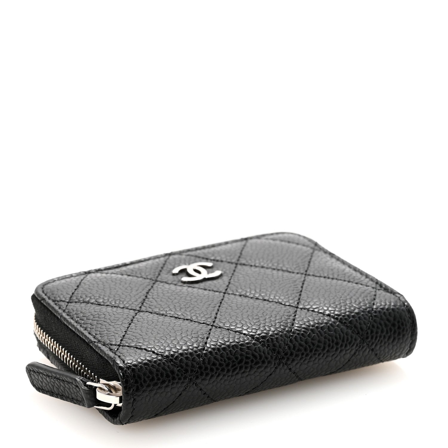 Caviar Quilted Zip Coin Purse Black