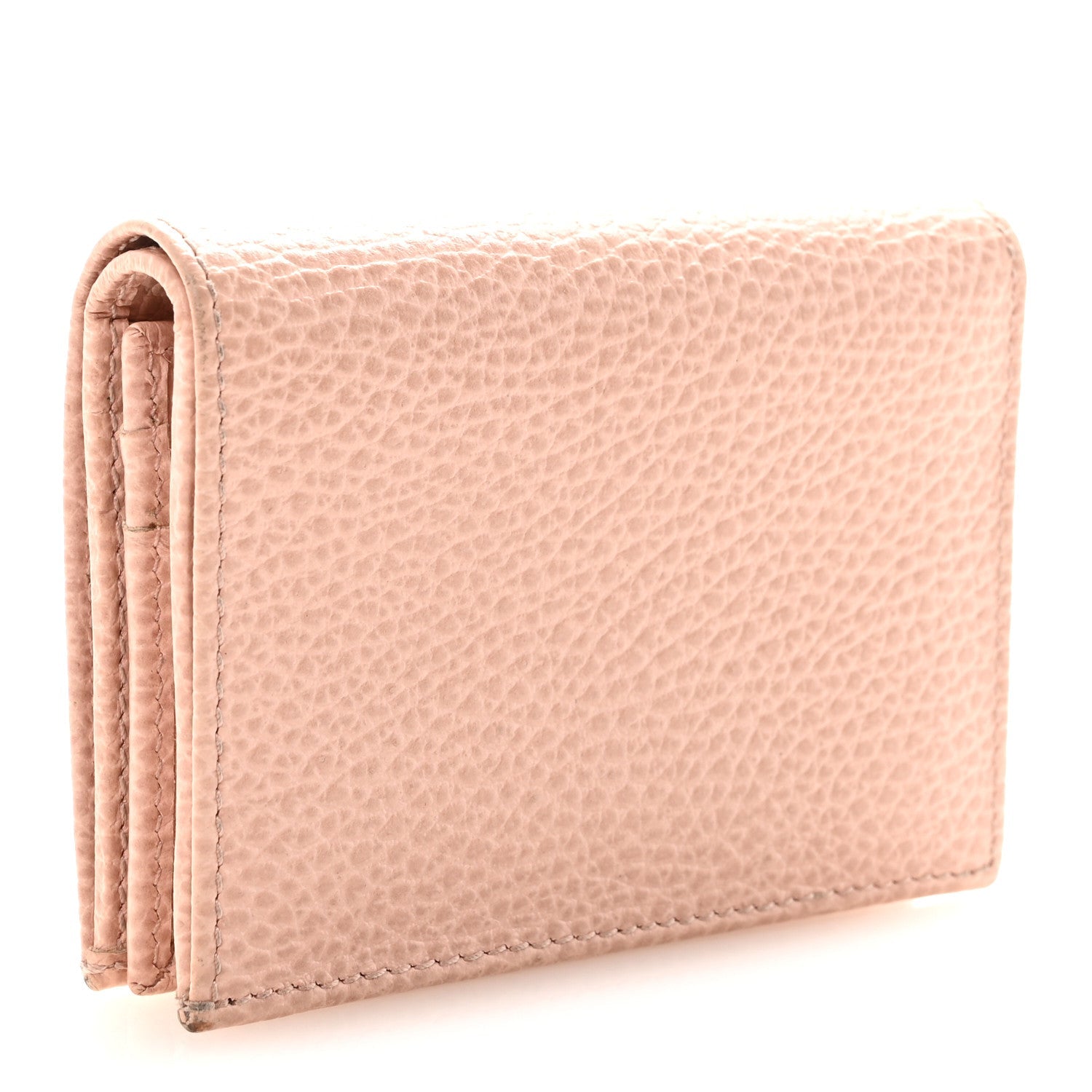 Dollar Calfskin Enamel Monochrome GG Marmont Card Case Perfect Pink