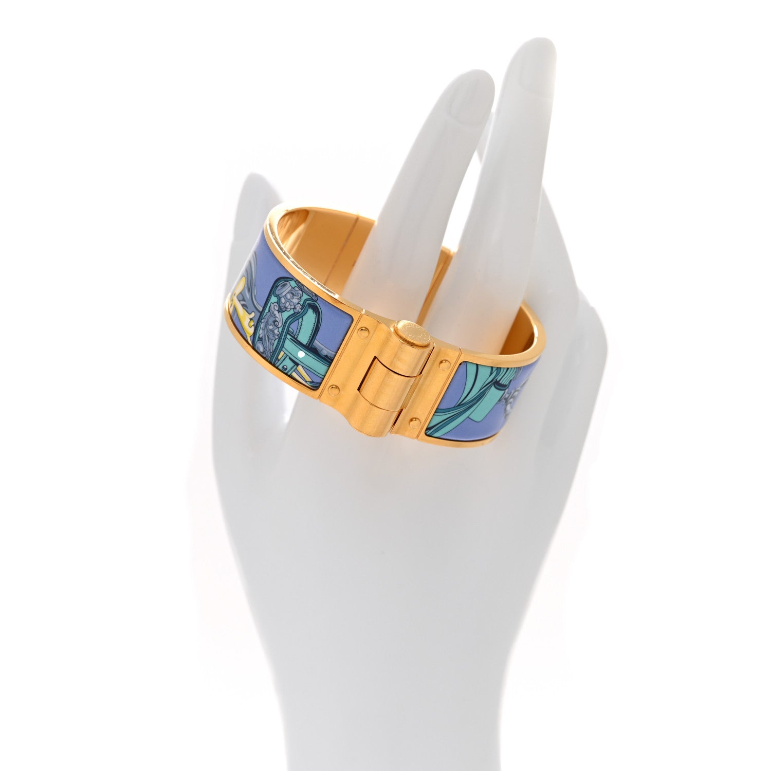 Enamel Printed Charniere Wide Hinged Bracelet S