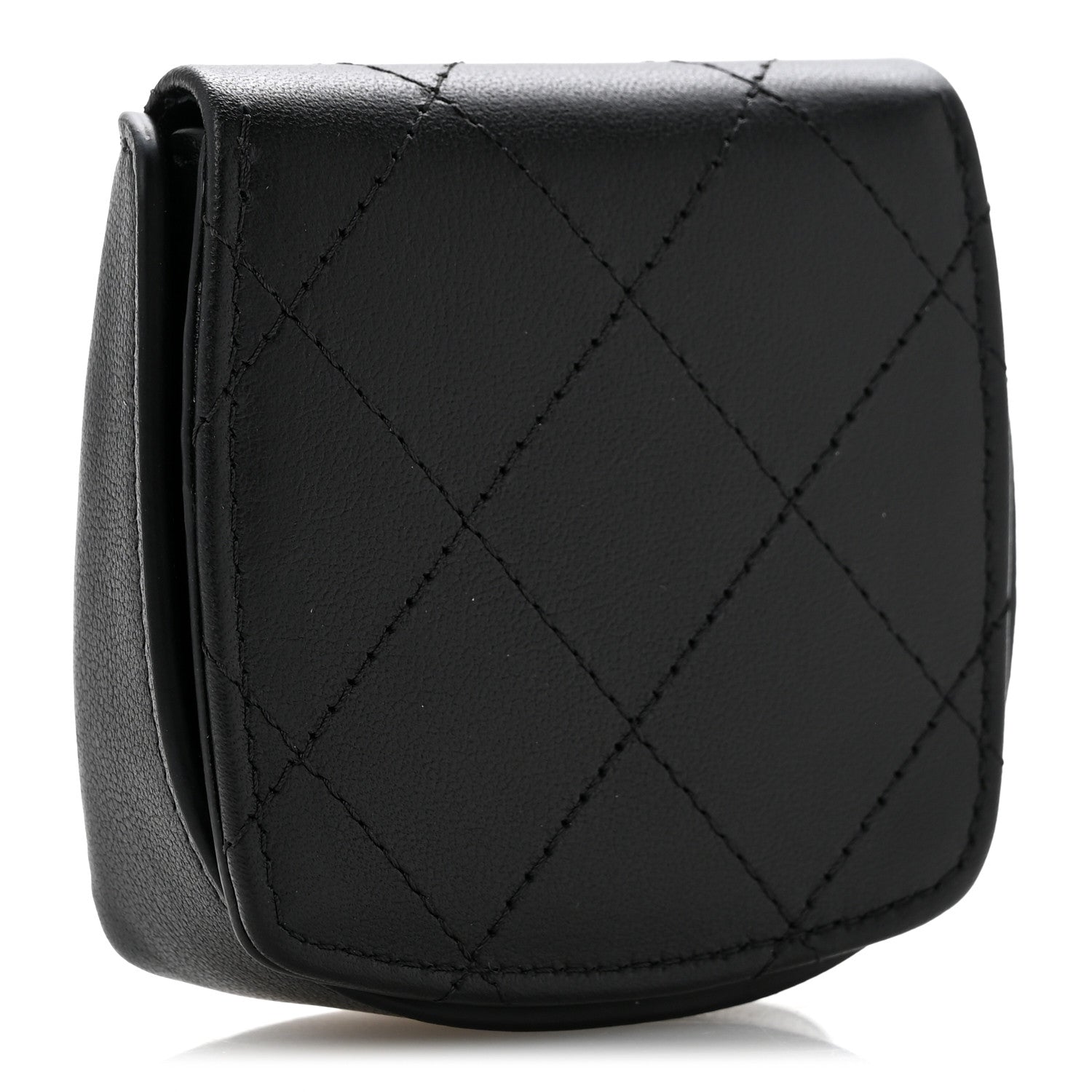 Goatskin Quilted Square Pouch Coin Purse So Black