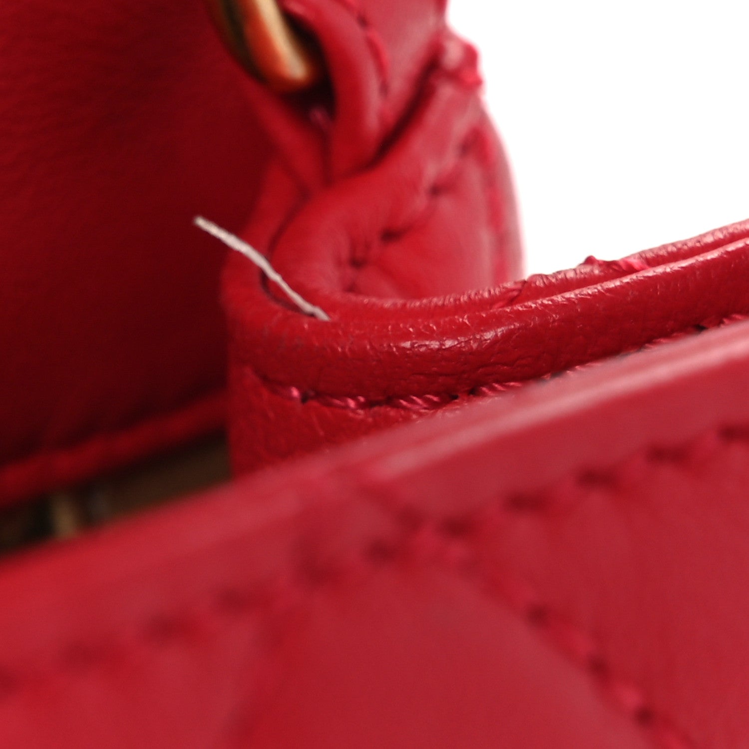 Lambskin Quilted Mini Rectangular Pearl Crush Flap Red