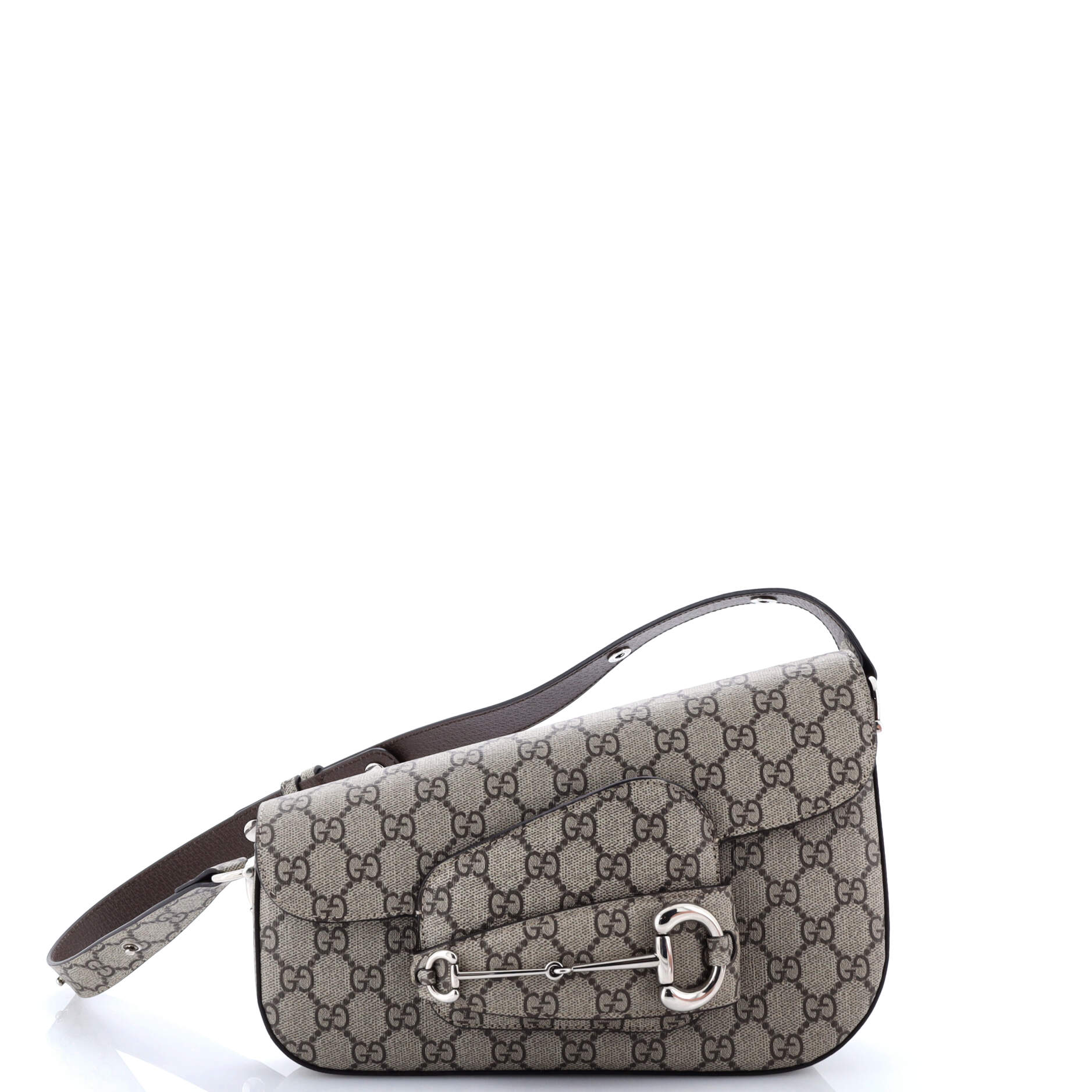 Horsebit 1955 Asymmetric Shoulder Bag GG Coated Canvas Small