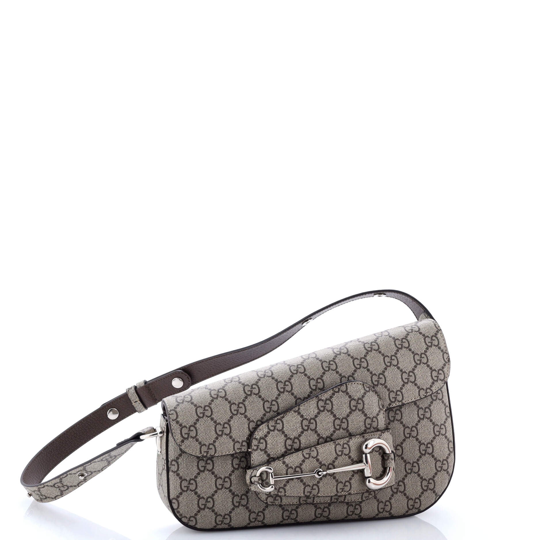 Horsebit 1955 Asymmetric Shoulder Bag GG Coated Canvas Small