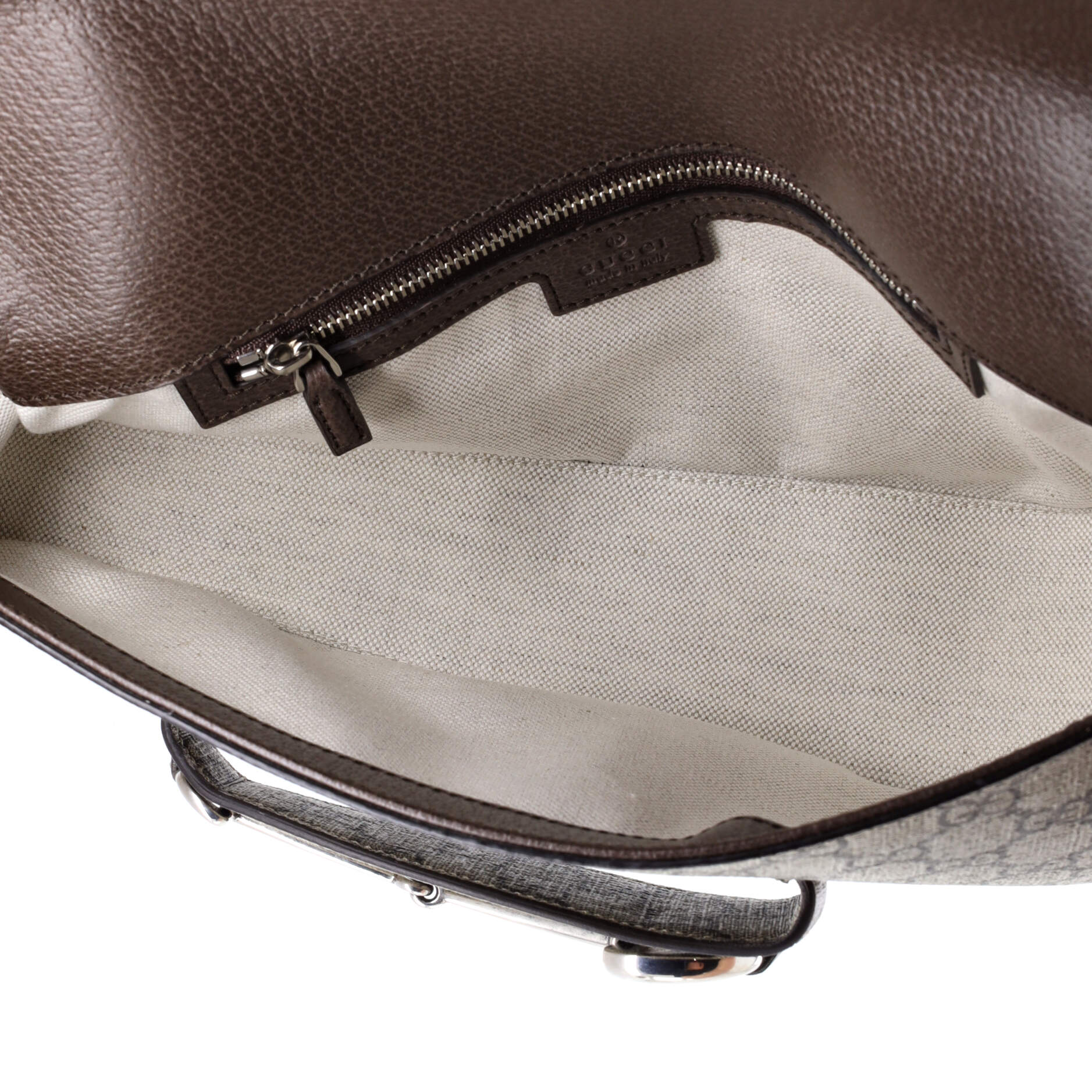 Horsebit 1955 Asymmetric Shoulder Bag GG Coated Canvas Small