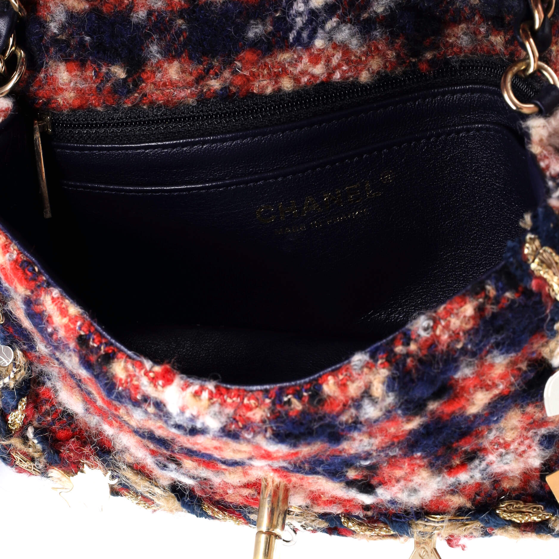 Charms Classic Single Flap Bag Braided Quilted Tweed Mini