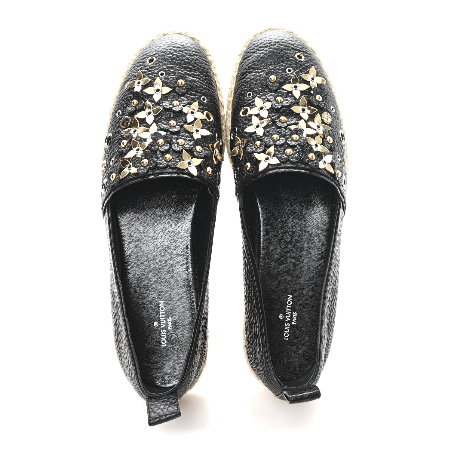Calfskin Tropical Bloom Espadrille Flat 40 Black