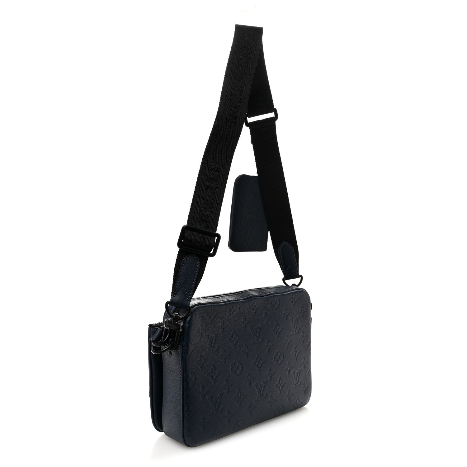 Calfskin Monogram Shadow Trio Messenger Navy
