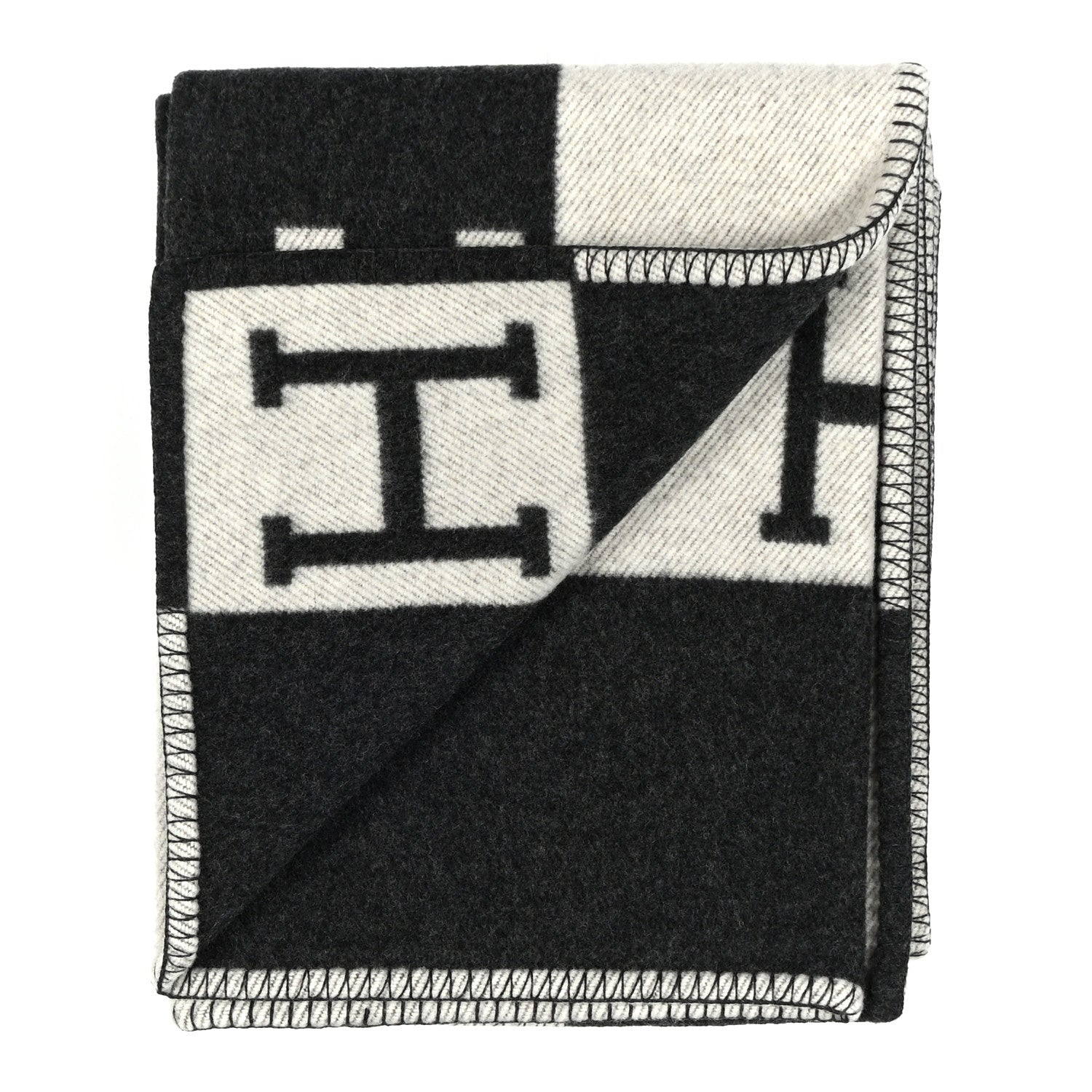 Wool Cashmere Avalon Blanket Ecru Gris Fonce