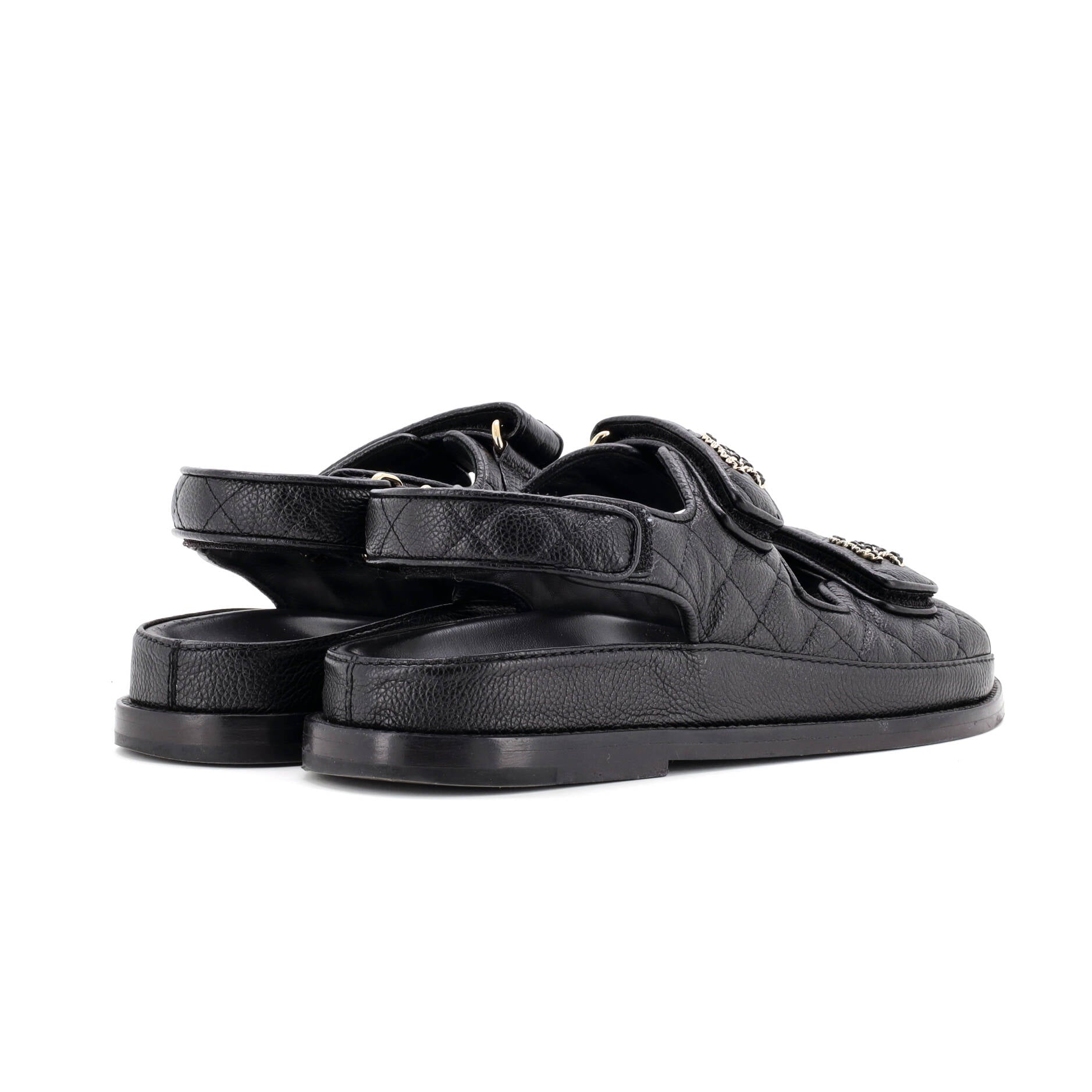 Women's Velcro Dad Sandals Quilted Leather