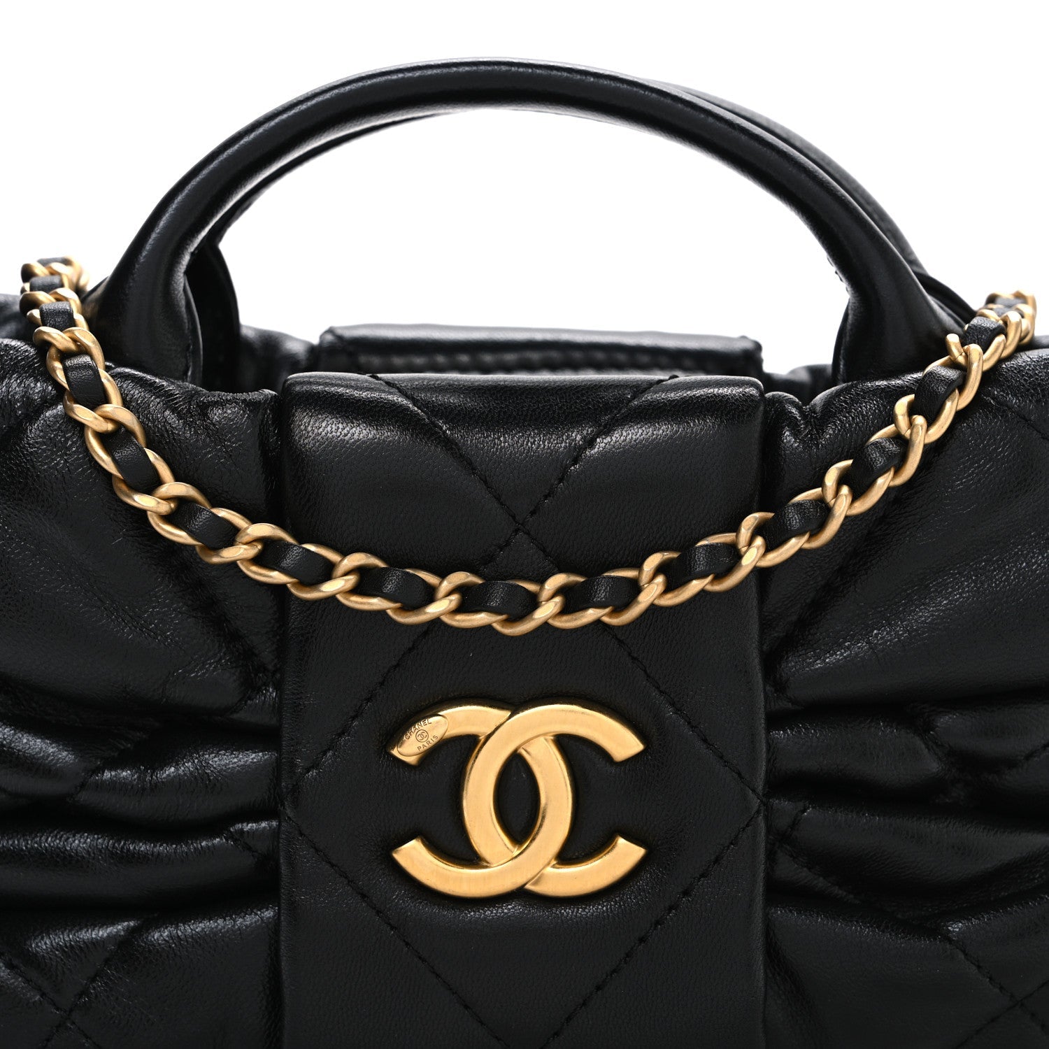 Lambskin Quilted Mini Bow Bag Black