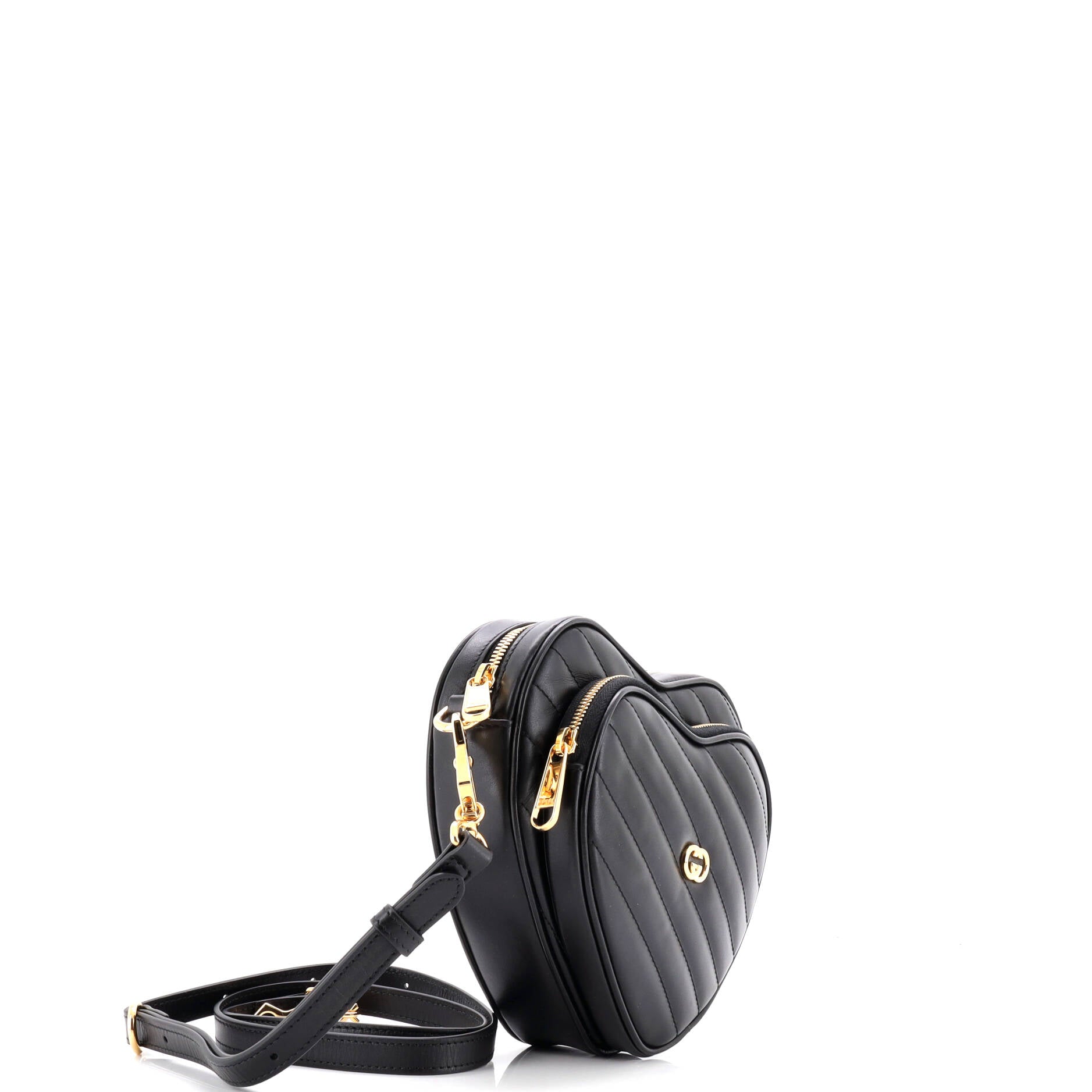 Interlocking G Heart Shoulder Bag Diagonal Quilted Leather Mini