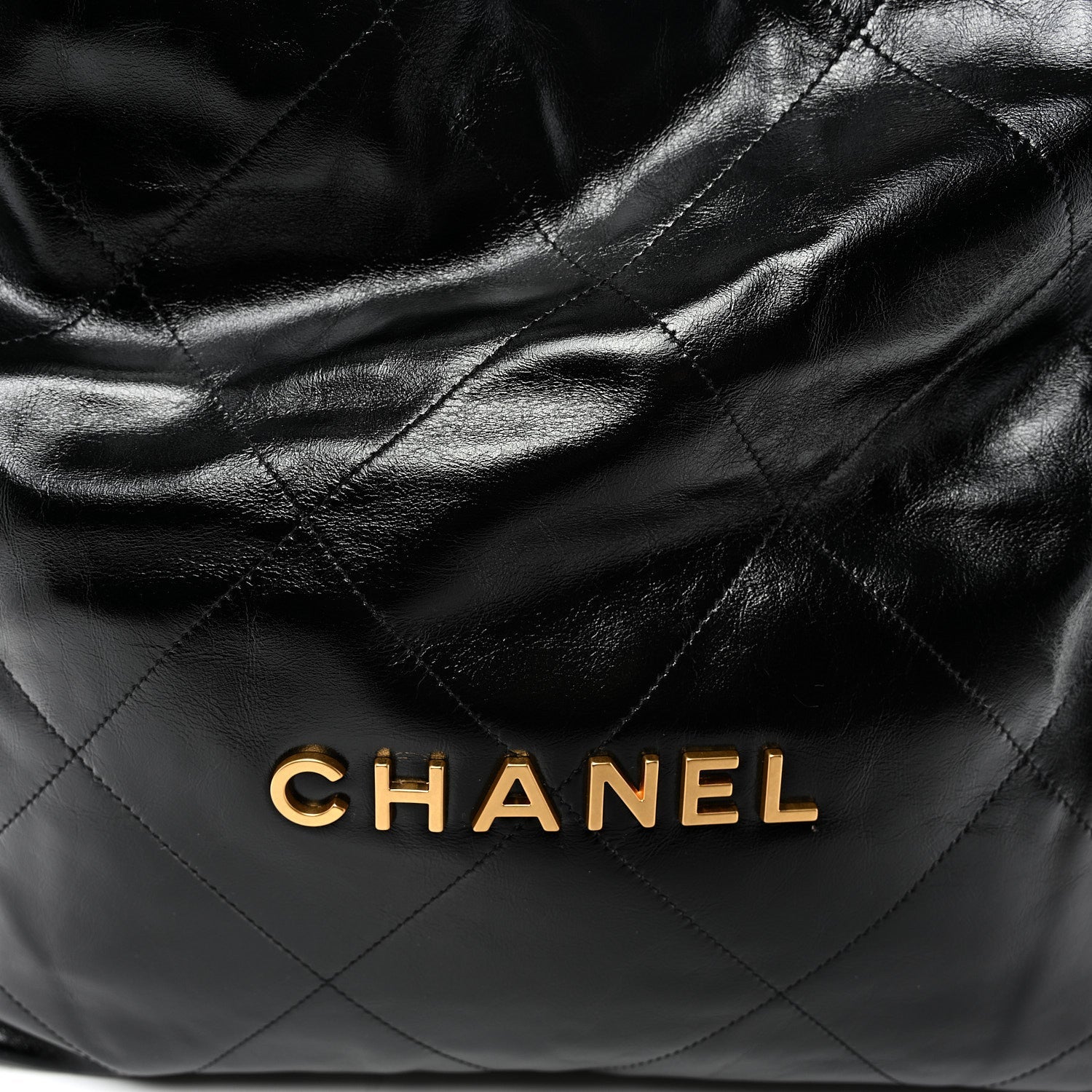Shiny Calfskin Quilted Chanel 22 Black