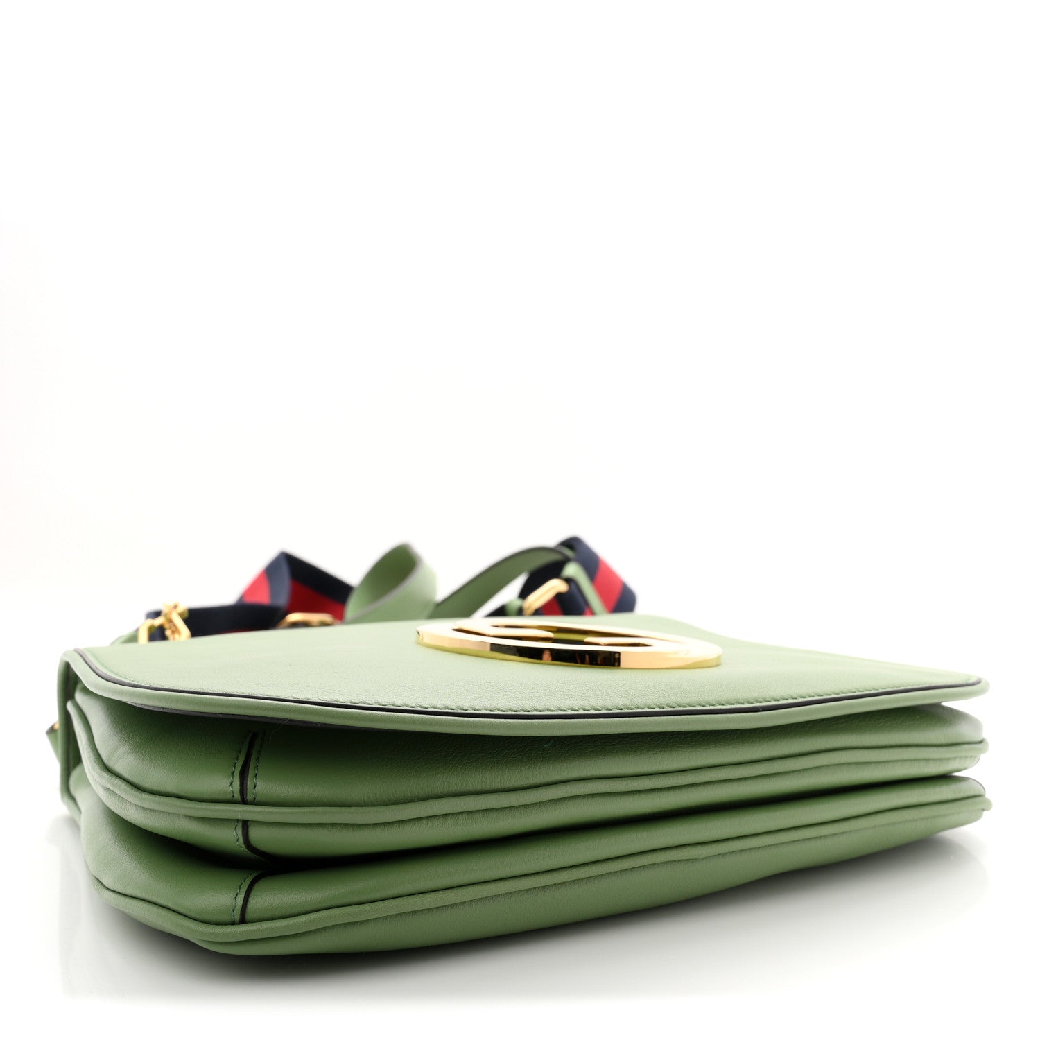Roxy Calfskin Web Medium Blondie Top Handle Shoulder Flap Bag Salamander Green
