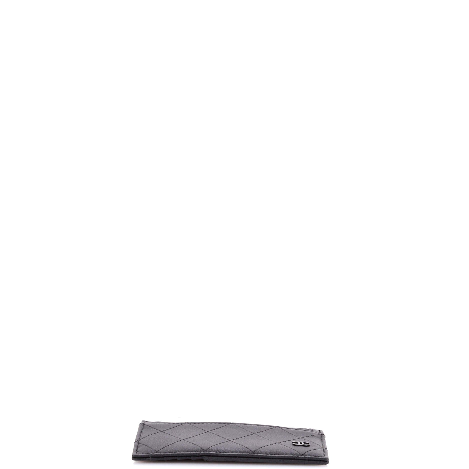 So Black CC Zip Card Holder Quilted Lambskin
