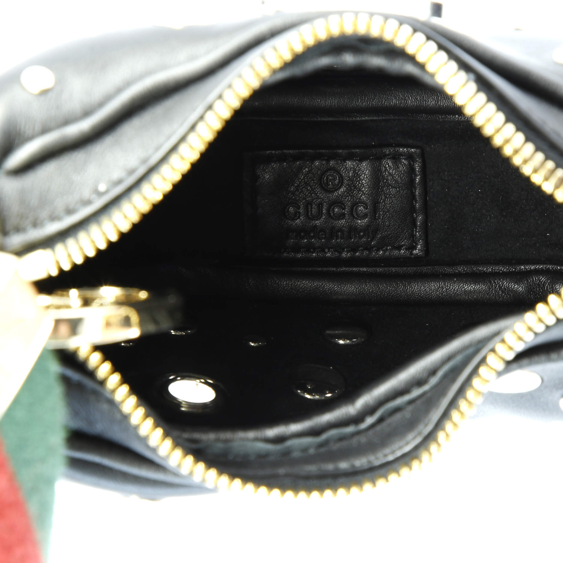 Attache Shoulder Bag Grommet Embellished Leather Mini