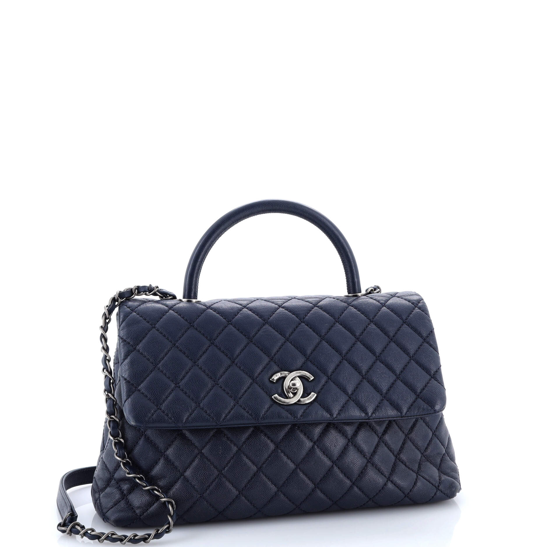 Coco Top Handle Bag Quilted Caviar Medium