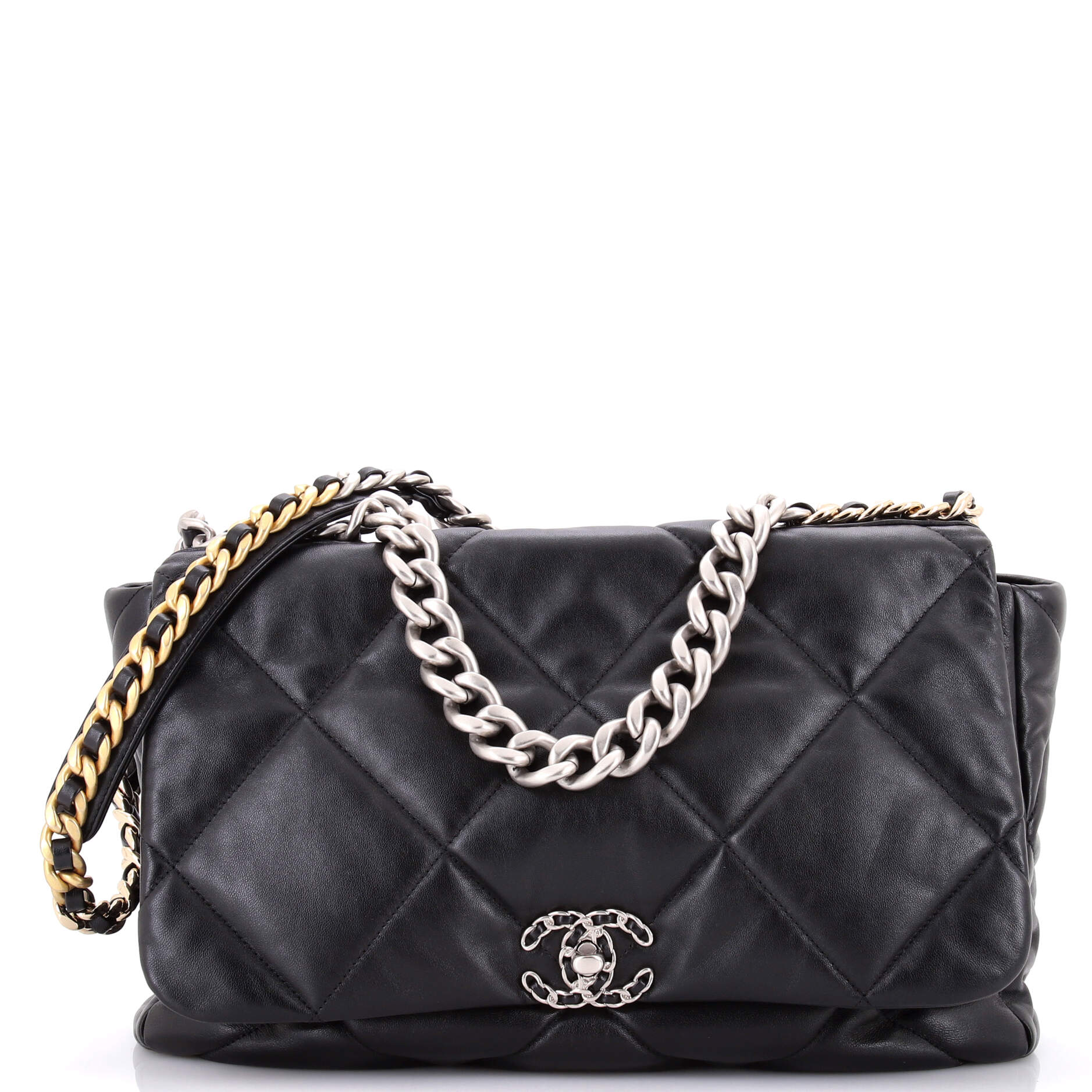 19 Flap Bag Quilted Leather Maxi