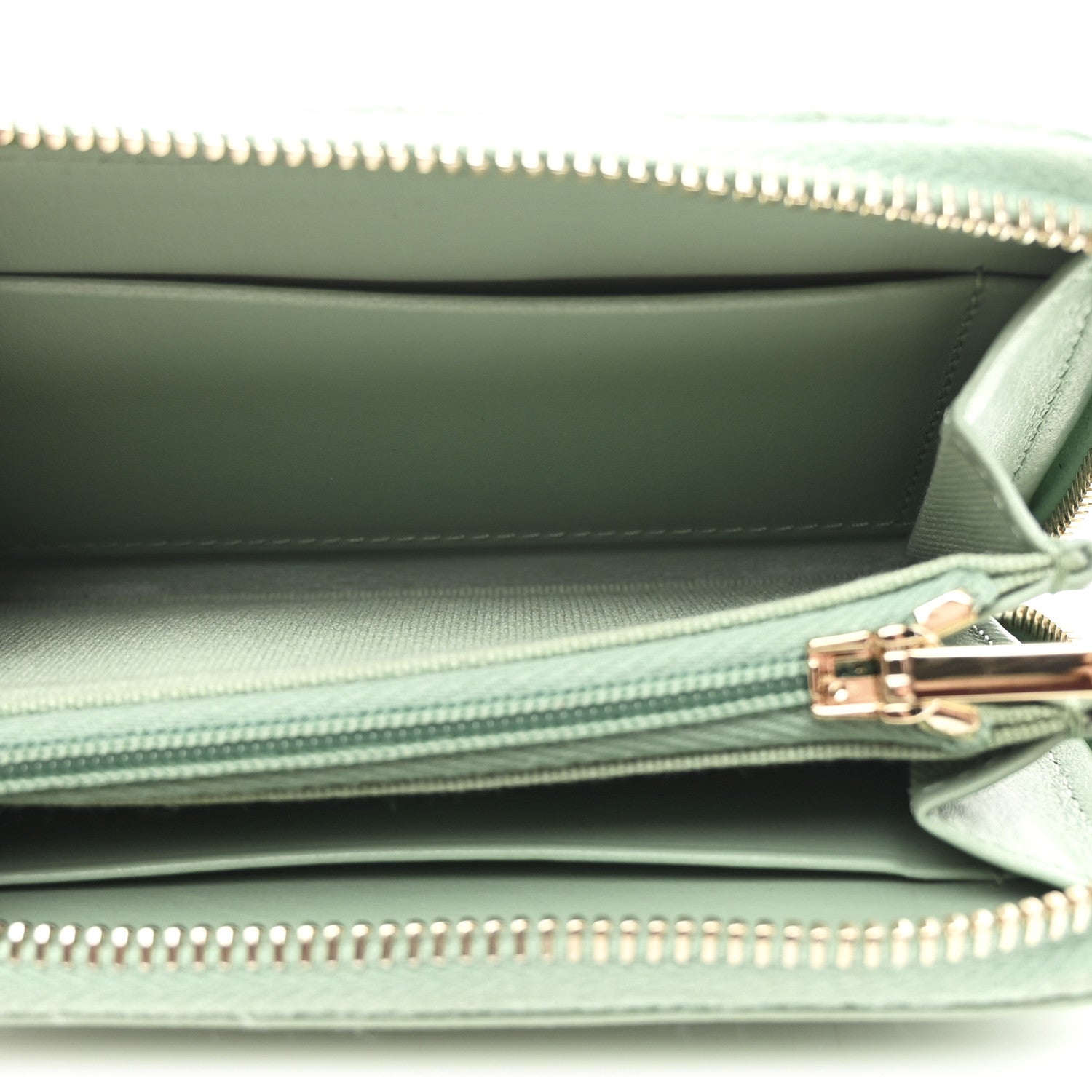 Caviar Quilted Zip Around Coin Purse Wallet Dark Green