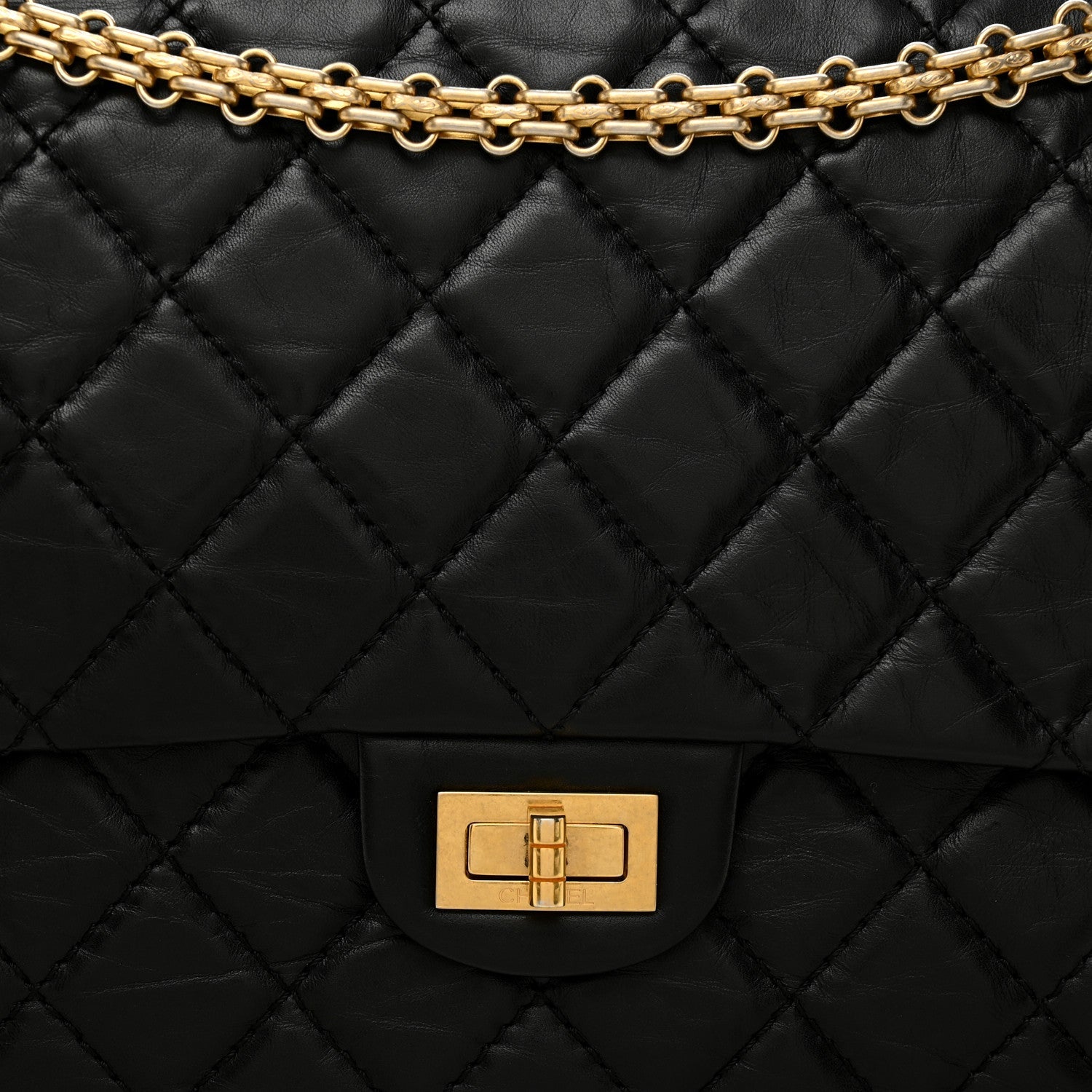 Aged Calfskin Quilted 2.55 Reissue 226 Flap Black