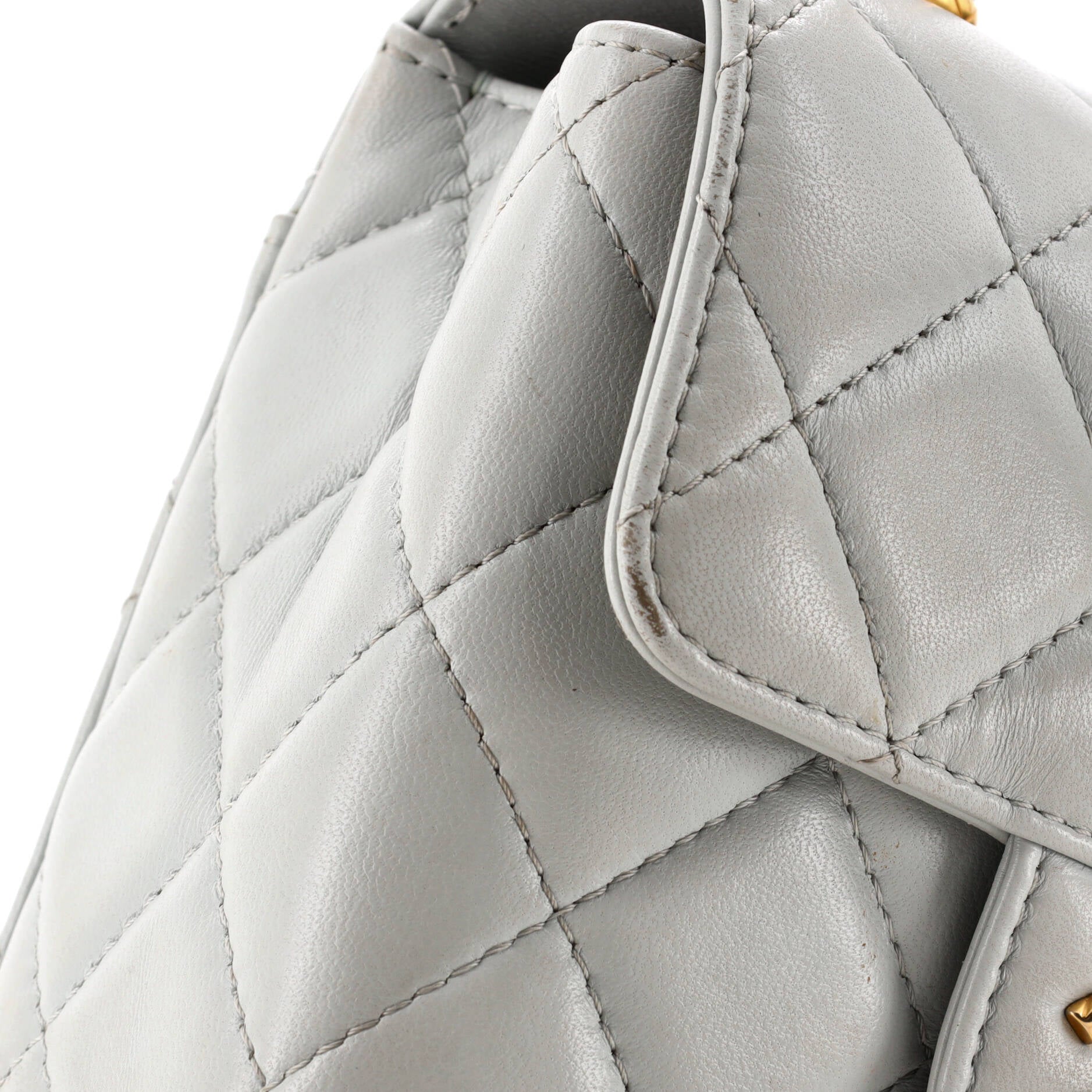 Crush Top Handle Flap Bag Quilted Lambskin Mini
