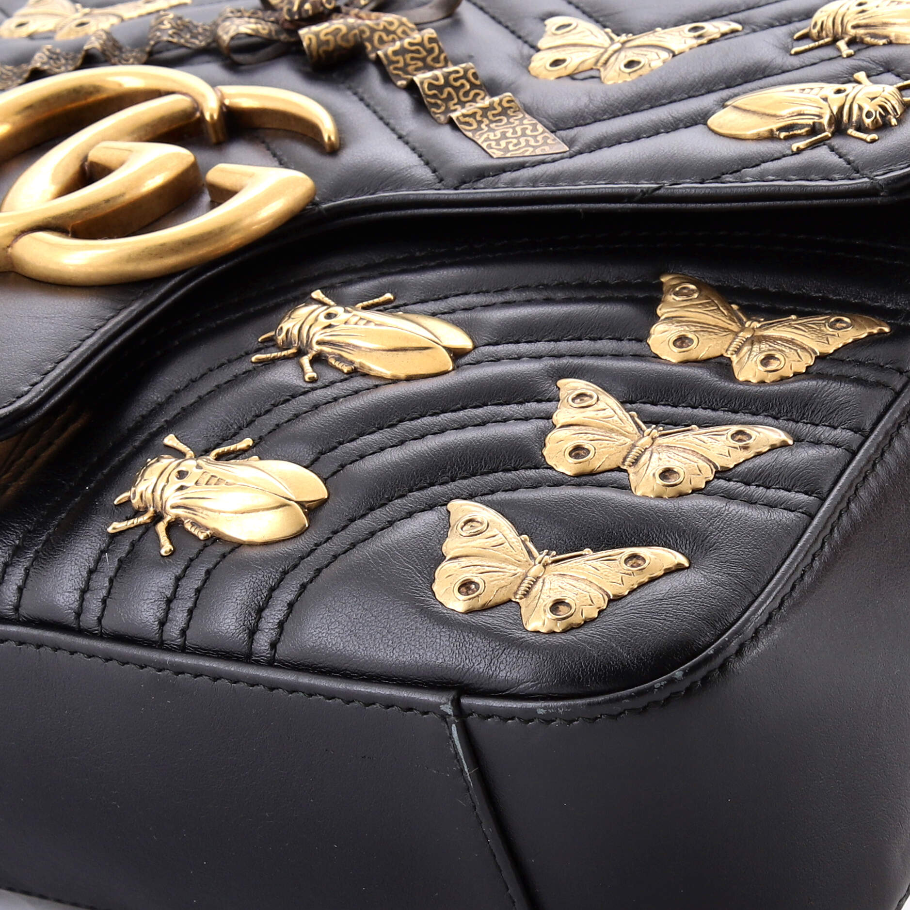 GG Marmont Flap Bag Embellished Matelasse Leather Medium