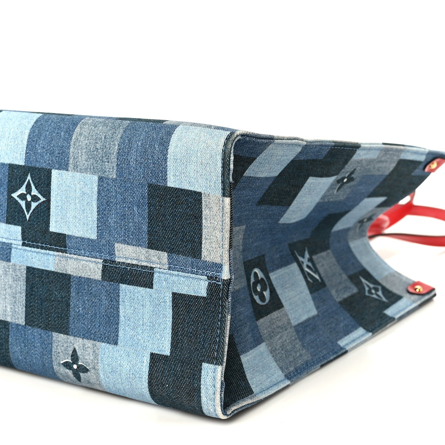 Denim Damier Monogram Onthego Blue Rouge