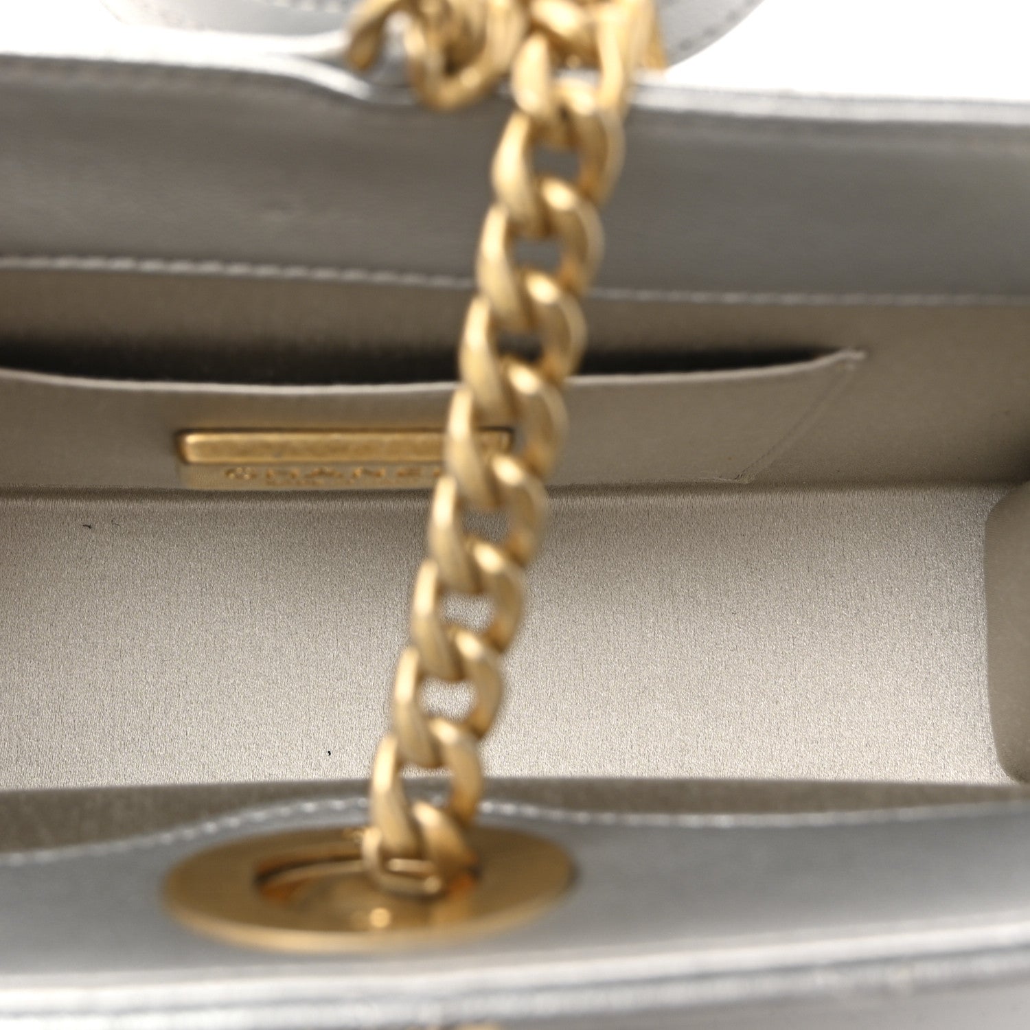 Metallic Lambskin Quilted Evening By The Sea Clutch Silver